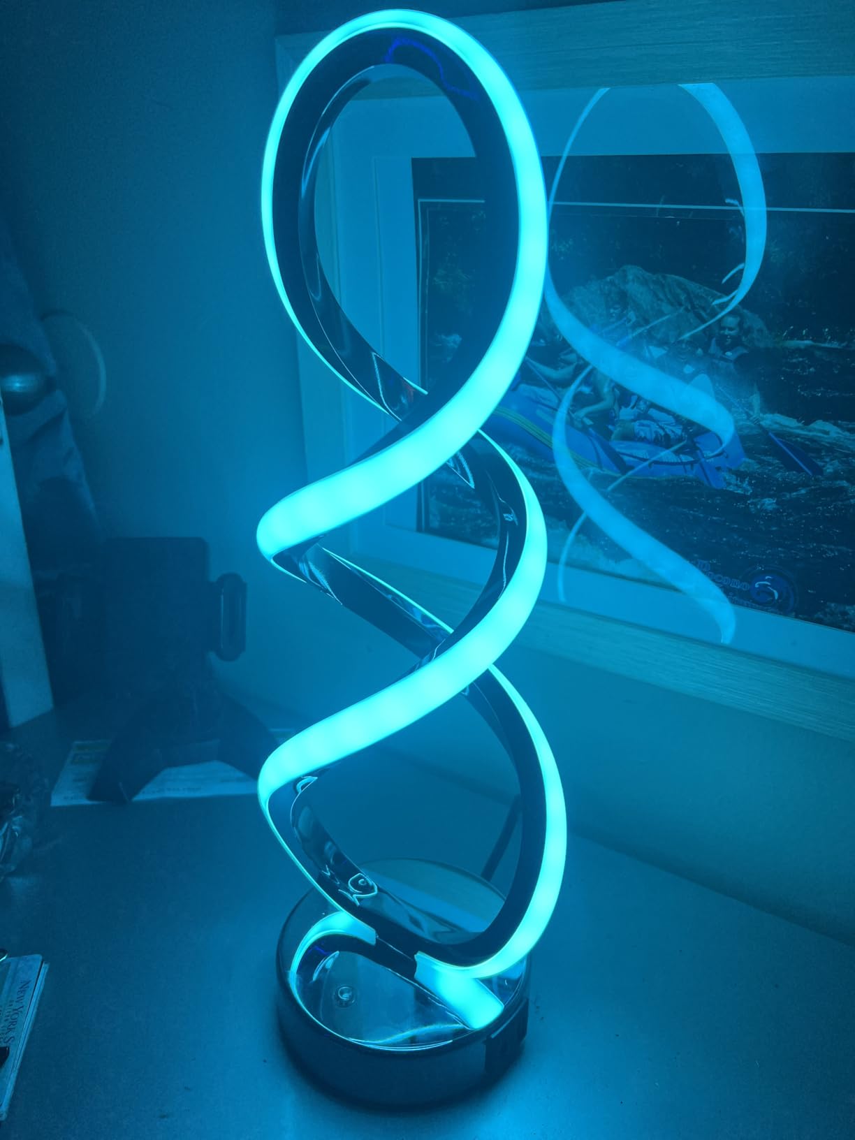 Modern Spiral RGB Table Lamp, Touch Dimmable Bedside Lamp, 7 Colors 10 Light Modes Spiral Design Table Lamp, Unique Nightstand Lamp for Living Room, Bedroom, Cool Lamps, Silver customer photo 1