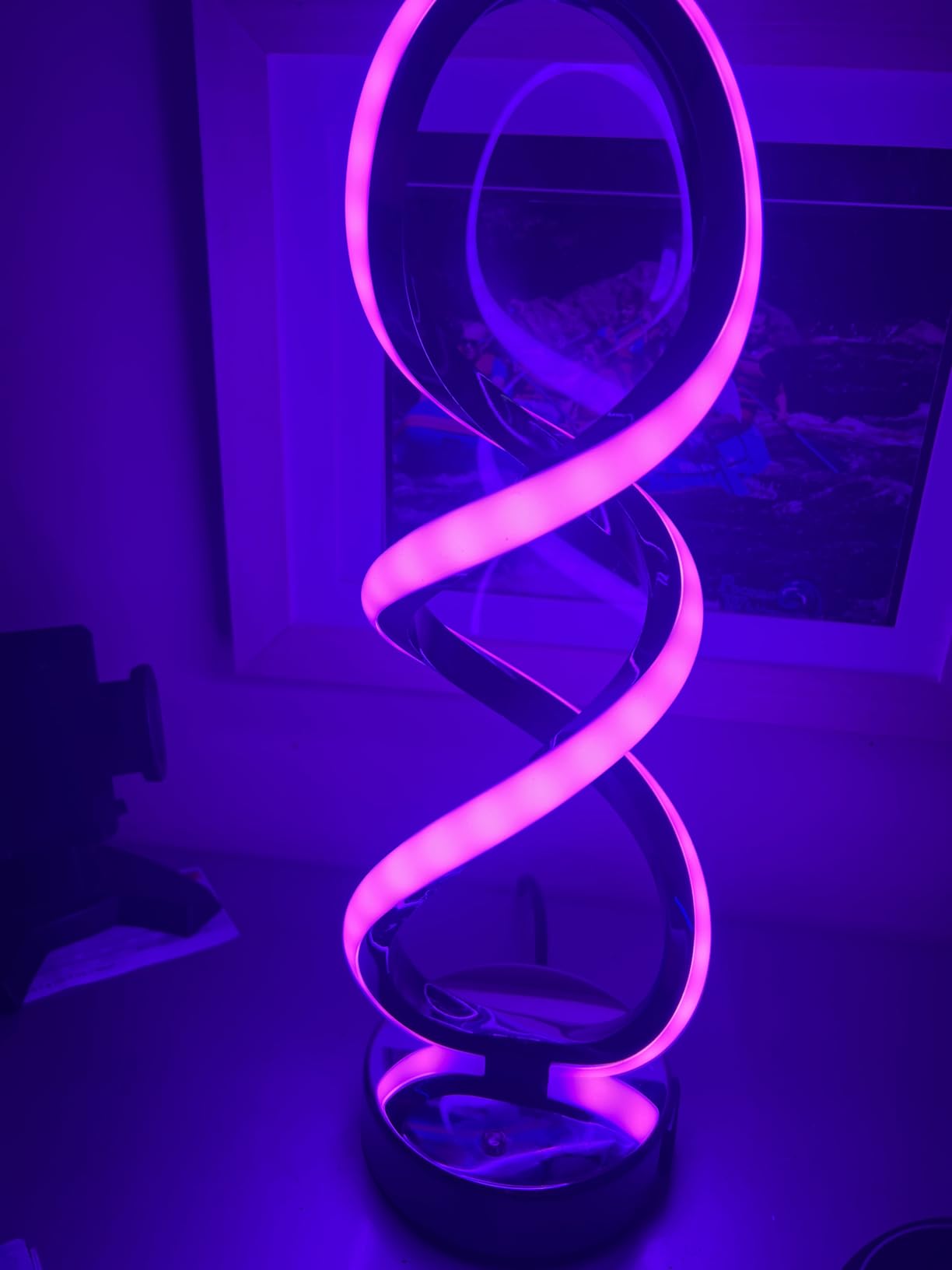 Modern Spiral RGB Table Lamp, Touch Dimmable Bedside Lamp, 7 Colors 10 Light Modes Spiral Design Table Lamp, Unique Nightstand Lamp for Living Room, Bedroom, Cool Lamps, Silver customer photo 2