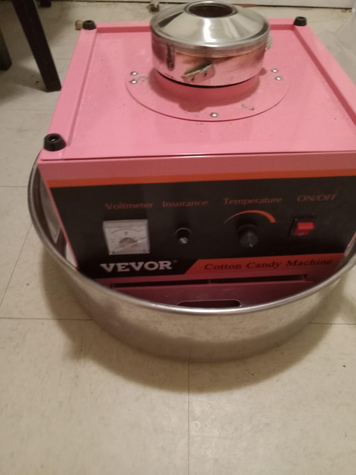 VEVOR Electric Cotton Candy Machine, 1000W Commercial Floss Maker w/Stainless Steel Bowl, Sugar Scoop and Drawer, Perfect for Home, Carnival, Kids Birthday, Family Party, Pink customer photo 1