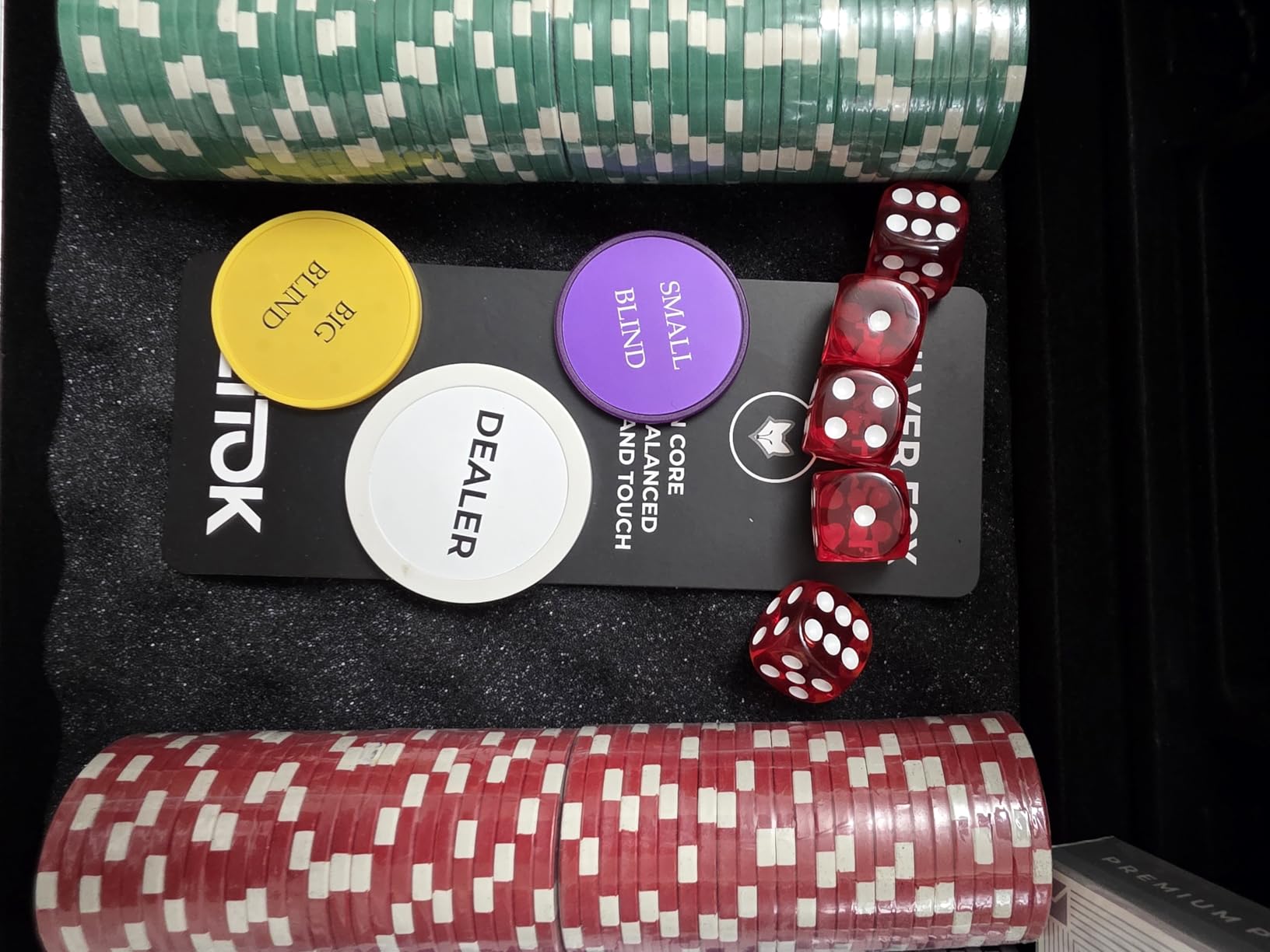HEITOK 300pc Poker Chip Set 11.5g Iron Core Denominations Texas Holden | 2-8 players, numbered values 1/5/25/100/500, aluminum case, cards, dice, dealer/small/big blind buttons, Blackjack customer photo 2