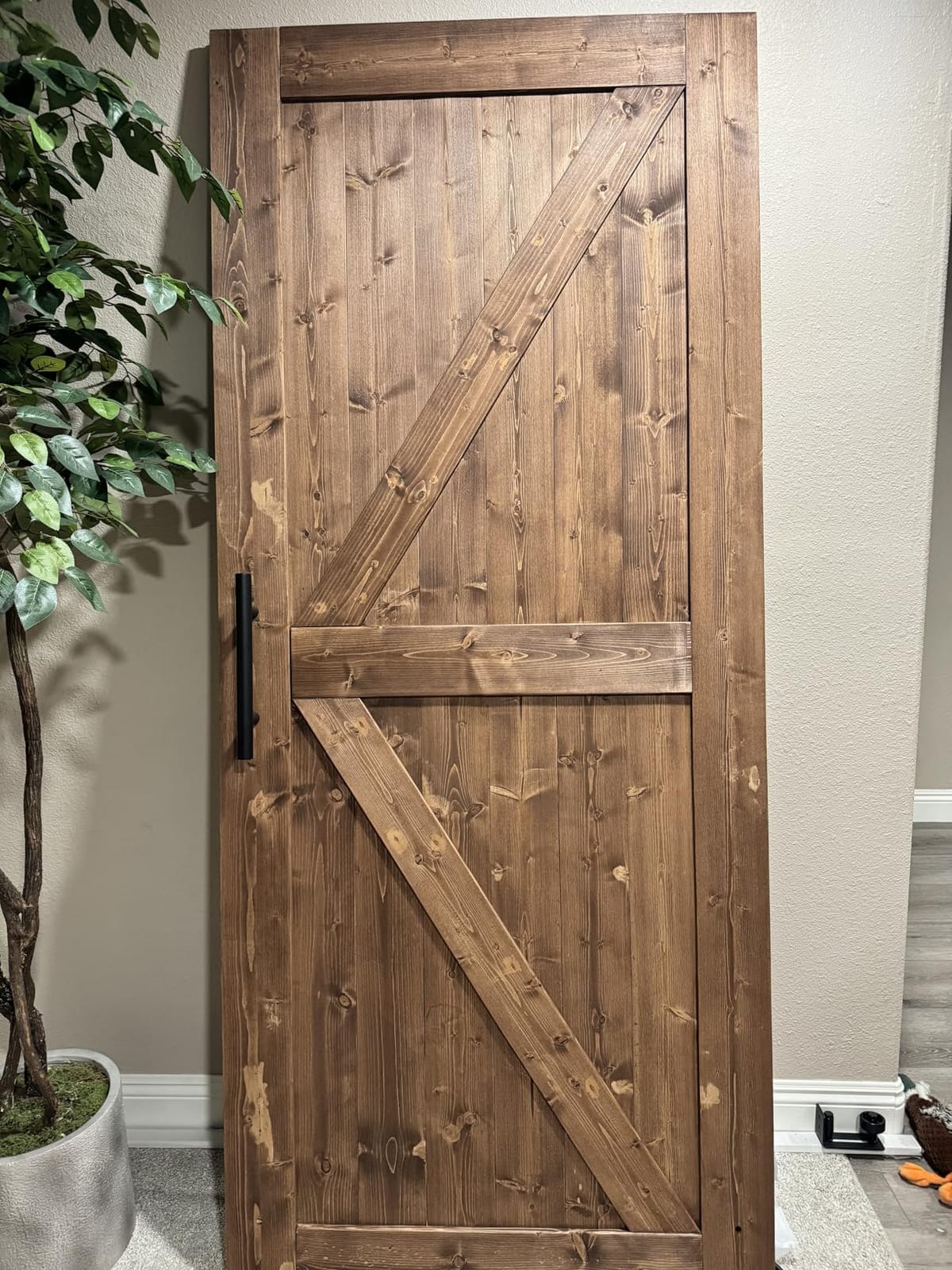 SMARTSTANDARD 36in x 84in Sliding Barn Door with 6.6ft Barn Door Hardware Kit Included, Unfinished Solid Spruce Wood Door, DIY, Stainable customer photo 1