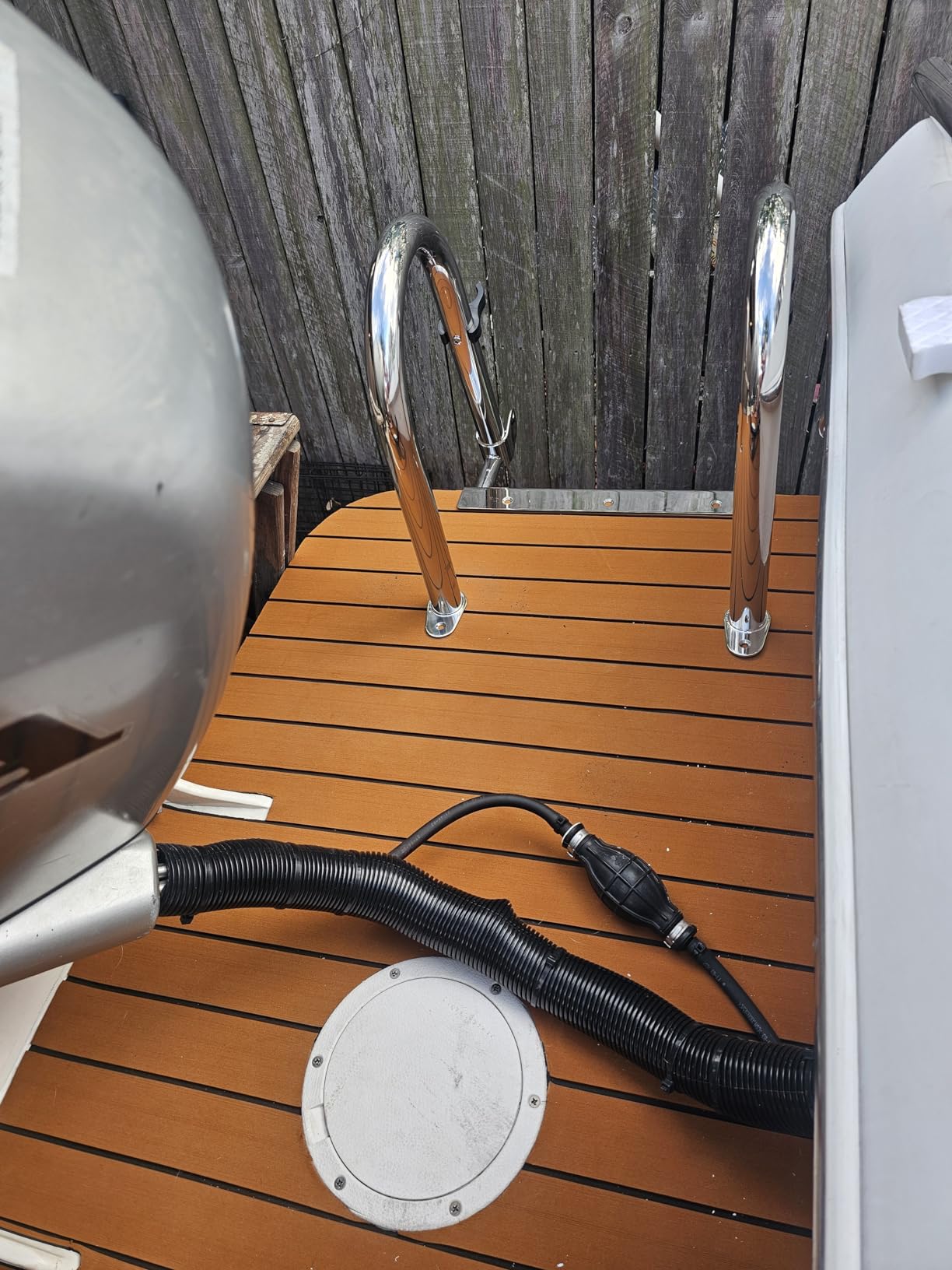 Heavy Duty Pontoon Boat Ladder, 316 Stainless Steel 4 Step Folding Ladder | Telescoping, Rear Entry Inboard, All Welded Reinforce, Wide Steps, Strong Handrails, Inboard Ladder, Dock Swim Deck Ladder customer photo 2