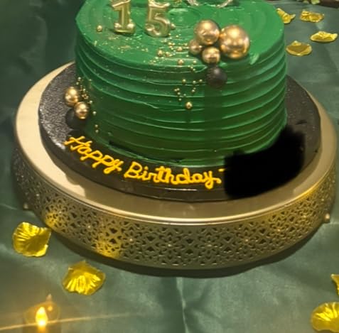 16 Inch Large Gold Cake Stand,Hollow Floral Pattern Round Metal Dessert Stand, Elevated Display Tray for Wedding Receptions, Baby Showers, Birthday Parties, Home Tea Decor customer photo 1