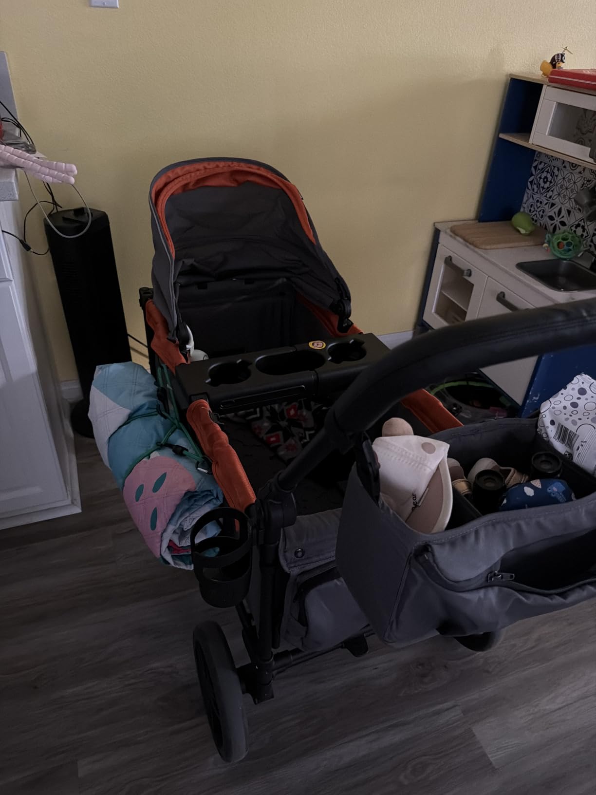 Jeep Sport All-Terrain Stroller Wagon by Delta Children - Includes Canopy, Parent Organizer, Adjustable Handlebar, Snack Tray & Cup Holders, Grey/Bonfire customer photo 2