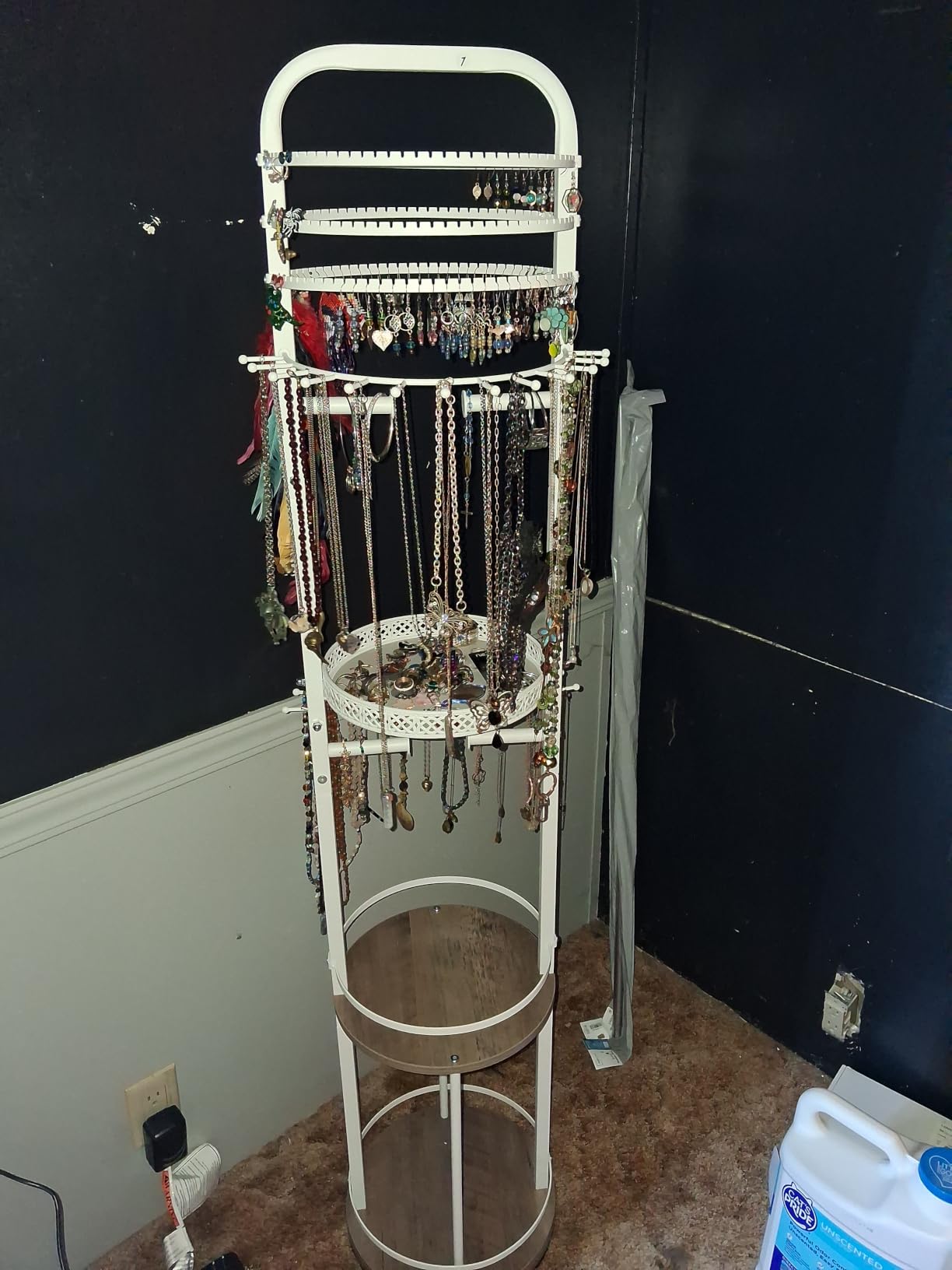 Jewelry Holder Organizer, Floor Jewelry Organizer with Earring Organizer Necklace Holder, Rotating Jewelry Stand Necklace Display Earring Storage, Large Hanging Jewelry Tree for Jewlery Bracelet Ring customer photo 1