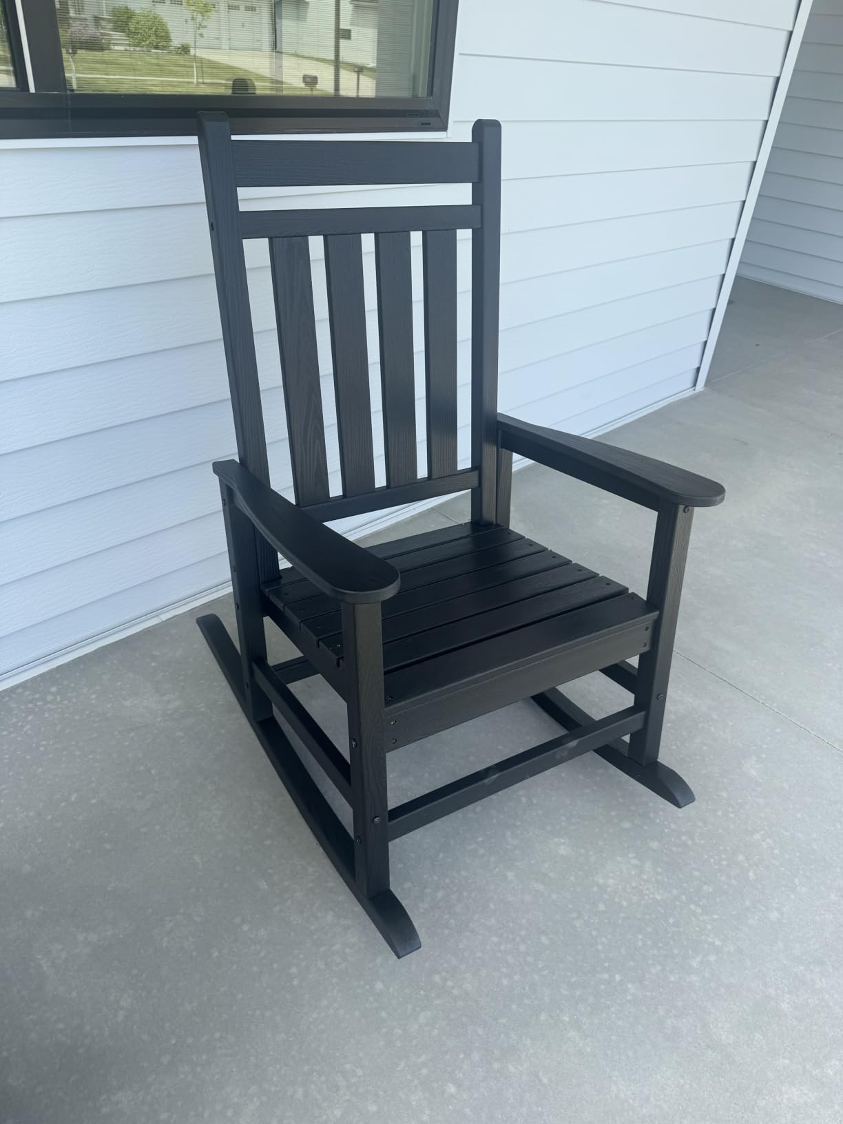 SERWALL Outdoor Rocking Chair Set of 2, HDPE Rocking Chairs for Adult, Black customer photo 2