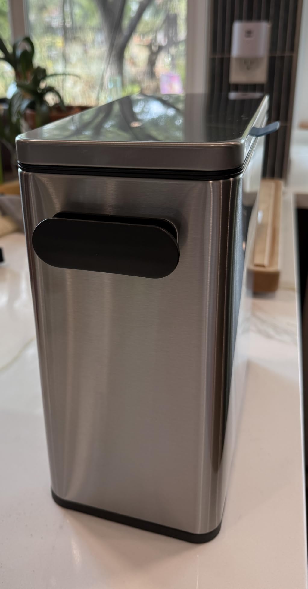 Stainless Steel Hanging Trash Can with Lid and Inner Bucket, 1 Gallon Kitchen Compost Bin for Counter Top, Under Sink or Wall Mount, Small Garbage Can for Cupboard/Bathroom/Bedroom/RV customer photo 1