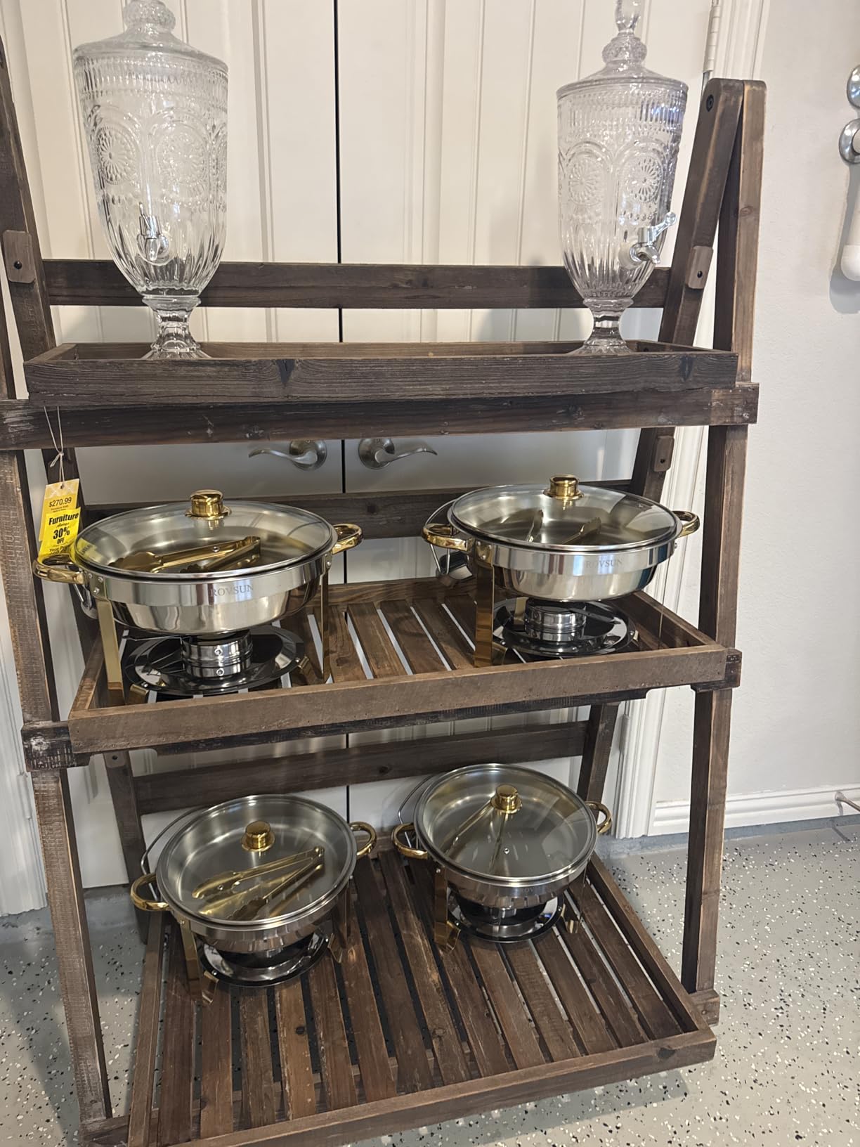 ROVSUN 5QT 4 Packs Chafing Dish Buffet Set Gold Accent, Round Stainless Steel Buffet Warmer Chafers and Warmers Sets with Glass Lid & Lid Holder for Catering Events Parties Weddings Dinners customer photo 1