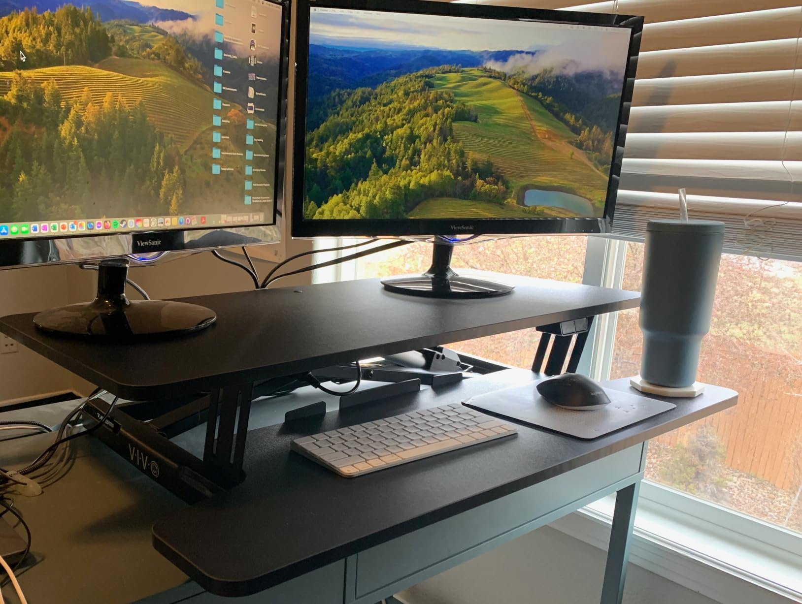 VIVO Black 36 inch Electric Desk Converter, DESK-VE36B | Height Adjustable, Stand Up Desk Riser, Wide Keyboard Tray, Dual Monitor and Laptop Workstation customer photo 2