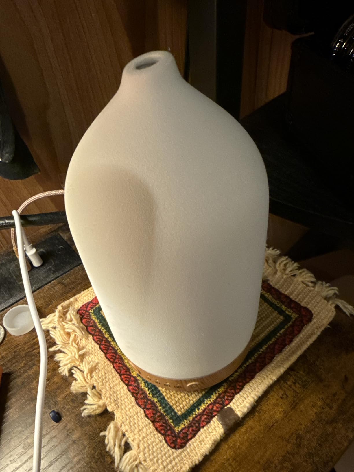 Gooamp 200ML Ceramic Essential Oil Diffuser for Home - Ultrasonic Aromatherapy Diffuser Humidifier with 7 Color LED Lights, Auto Shut-Off, 3 Timers for Bedroom, Office, Yoga, Wood Grain Base customer photo 1