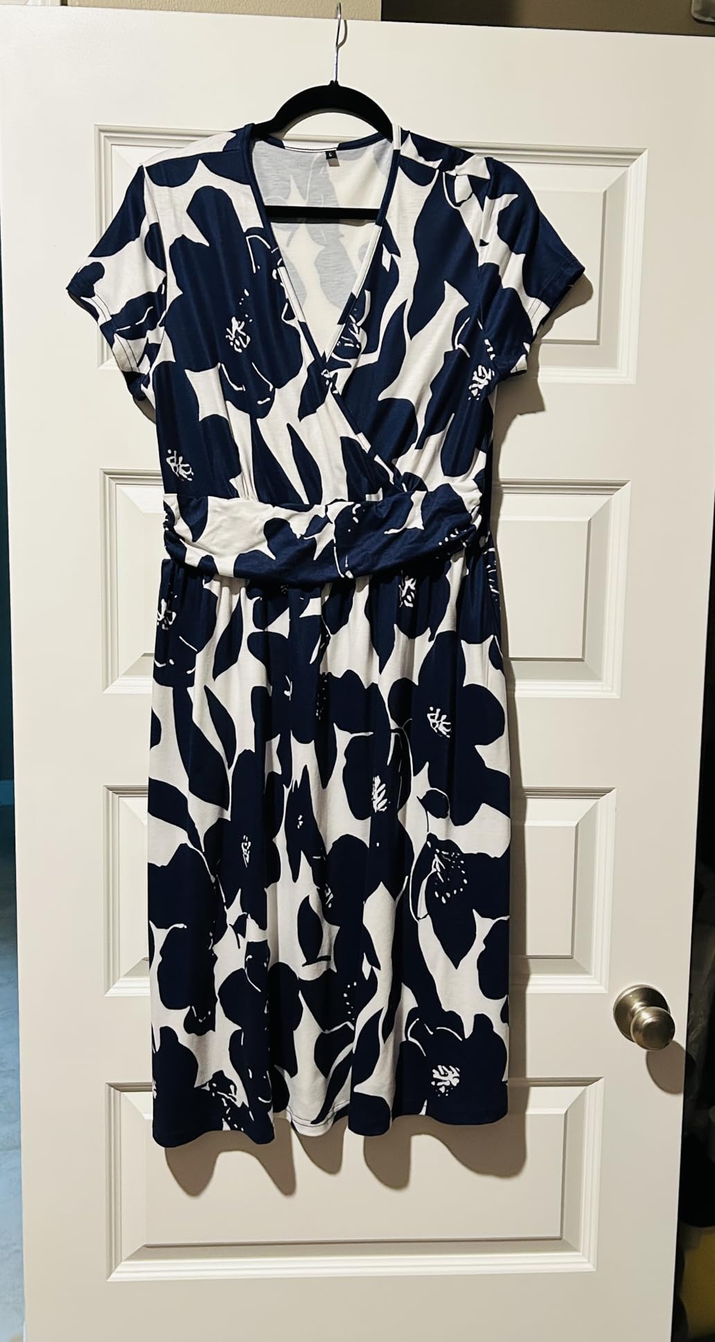 OUGES Casual Summer Dress for Women Wrap V Neck A Line Midi Dresses with Pockets customer photo 1