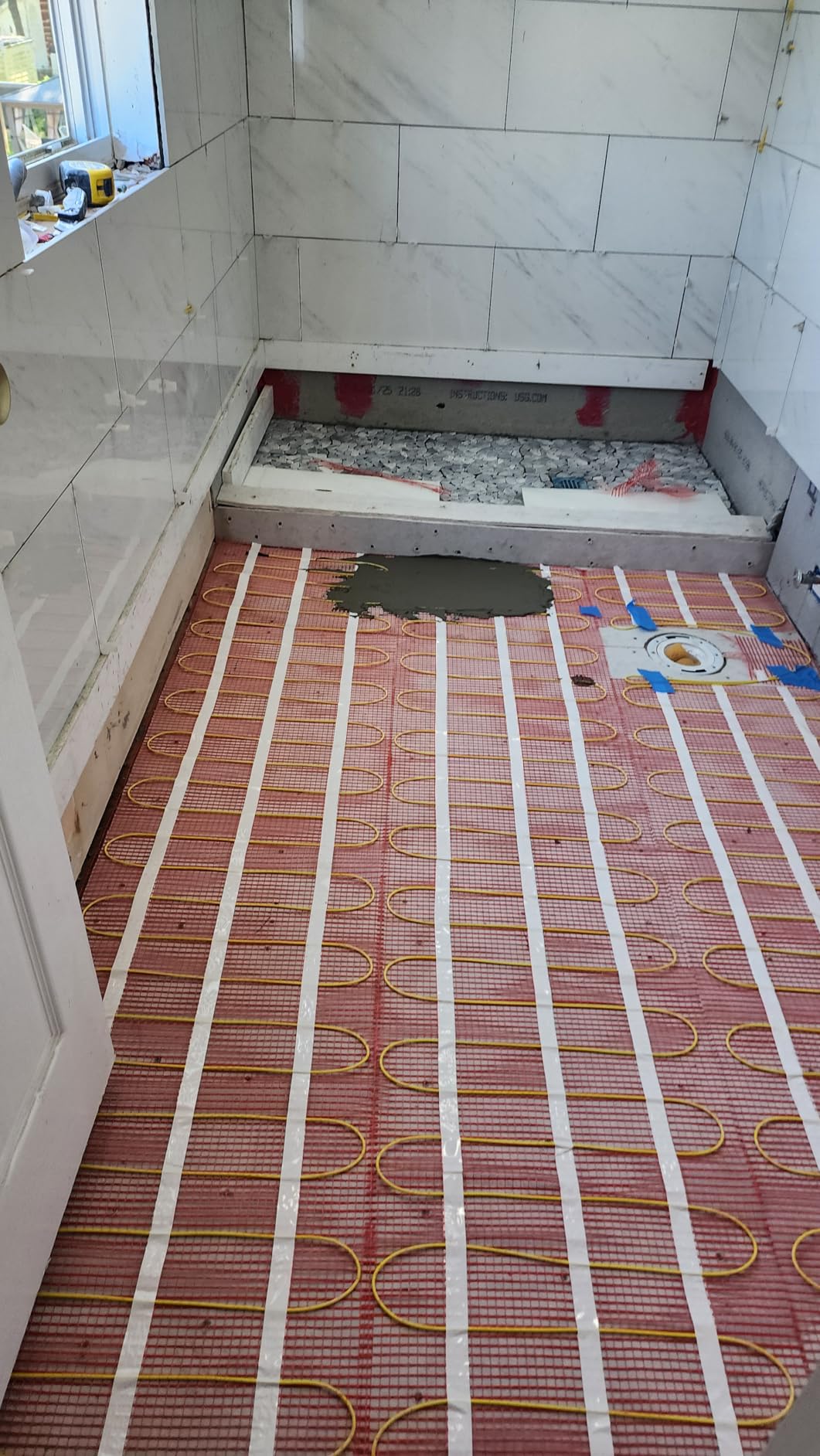 HEATIT 50 sqft Electric Warmmat with ET-7A Thermostat, Self-Adhesive | Electric radiant floor heating system, includes alarm monitor, self-adhesive warmmat customer photo 1