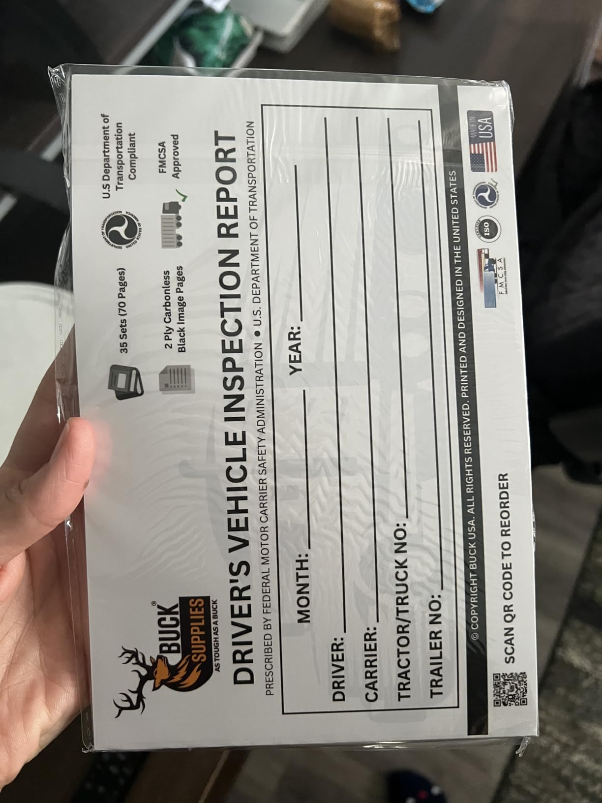 50 Pack Detailed Driver Vehicle Inspection Report Book - 35 Sets of Forms Per DVIR Inspection Book, 2 Ply Carbonless, 5.5 x 8.5, Pre Trip Inspection Book for Truckers, FMCSA Compliant, Easy Tear-Out customer photo 1