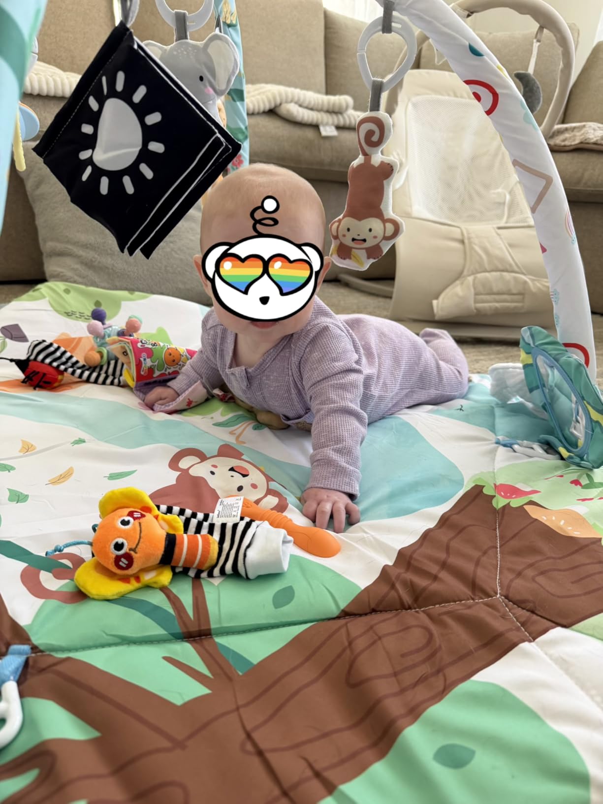 Baby Gym Play Mat, 8-in-1 Tummy Time Mat & Ball Pit with 6 Toys, Washable Baby Activity Play Mat for Visual, Hearing, Sensory, Motor Development, Baby Toys Gift for Toddler Infant 0-3-6-9-12 Months customer photo 2