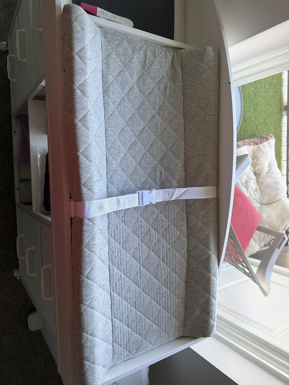 Organic Cotton Covered Contoured Baby Changing Pad | Waterproof Foam Mattress, Soft, Removable & Washable Cover, Safety Strap, Non-Slip Bottom, Topper for Standard Size Infant Diaper Table & Dresser customer photo 1