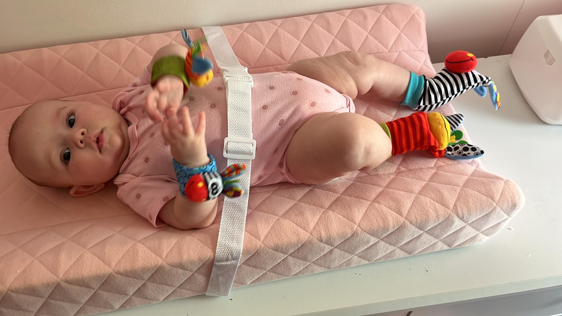 Organic Cotton Covered Contoured Baby Changing Pad | Waterproof Foam Mattress, Soft, Removable & Washable Cover, Safety Strap, Non-Slip Bottom, Topper for Standard Size Infant Diaper Table & Dresser customer photo 2