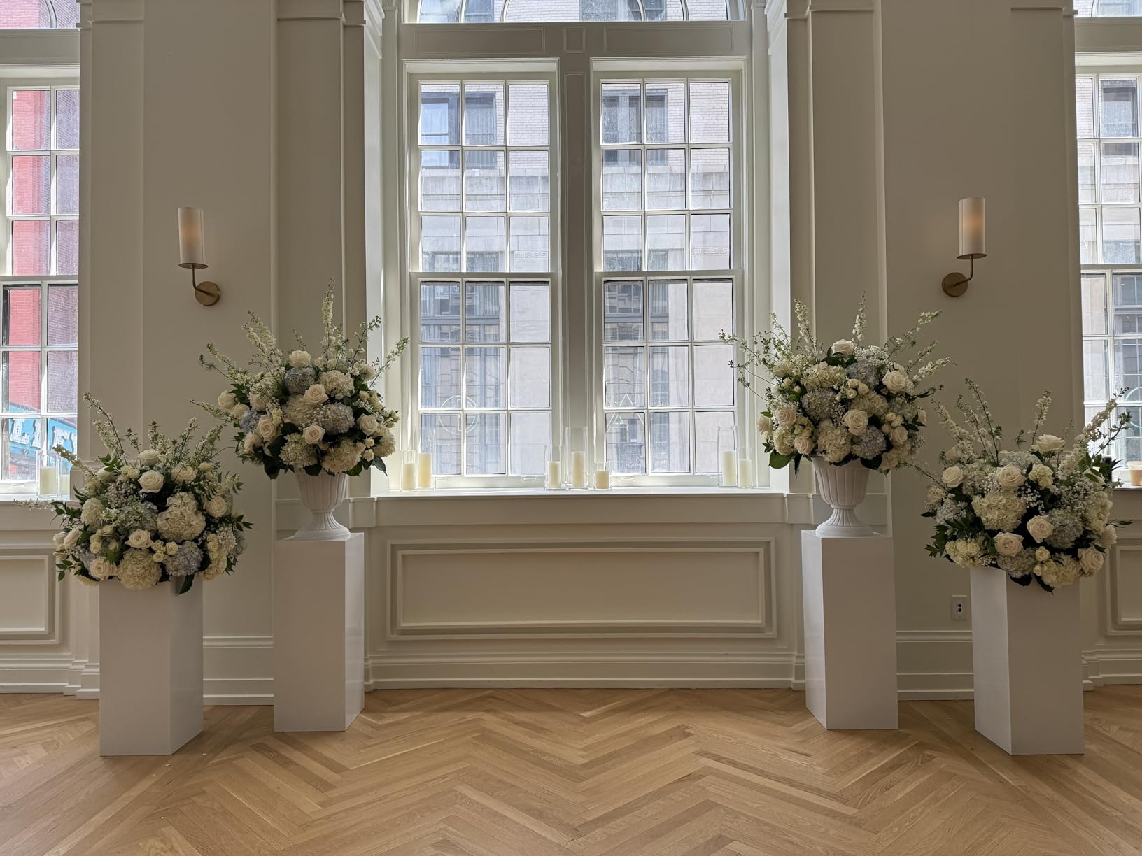3PCS Metal Square Pedestal Stand for Party Wedding Display Plinth Pillars | Gallery Sculpture Display, Retail Store Exhibition, Collectibles Display, Home Decor, No Assembly Needed, 31.5/27.6/23.6IN, White customer photo 2