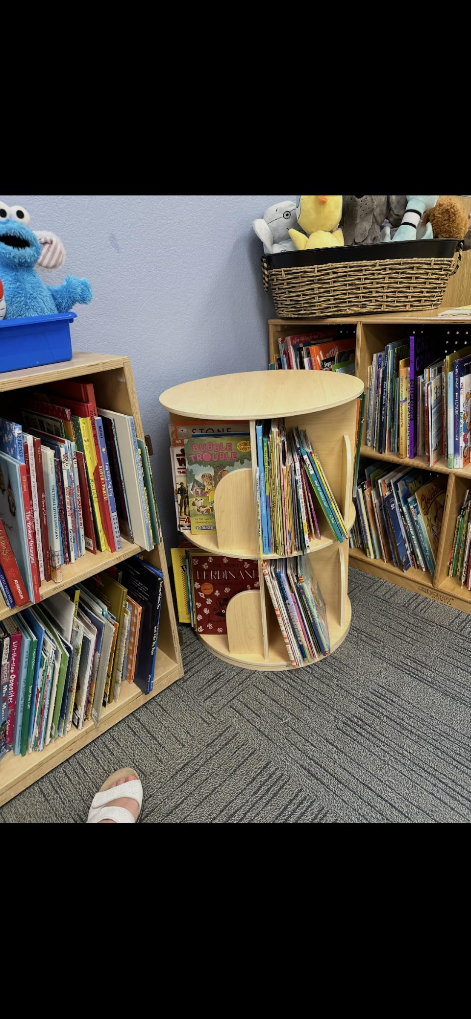 OOOK Kids Rotating Bookshelf, 3 Tier Corner Bookshelf for Small Space | 360° Display, Spinning Bookshelf, Floor Standing Bookcase, Wooden Bookshelf for Kids Room, Nursery, Living Room customer photo 2