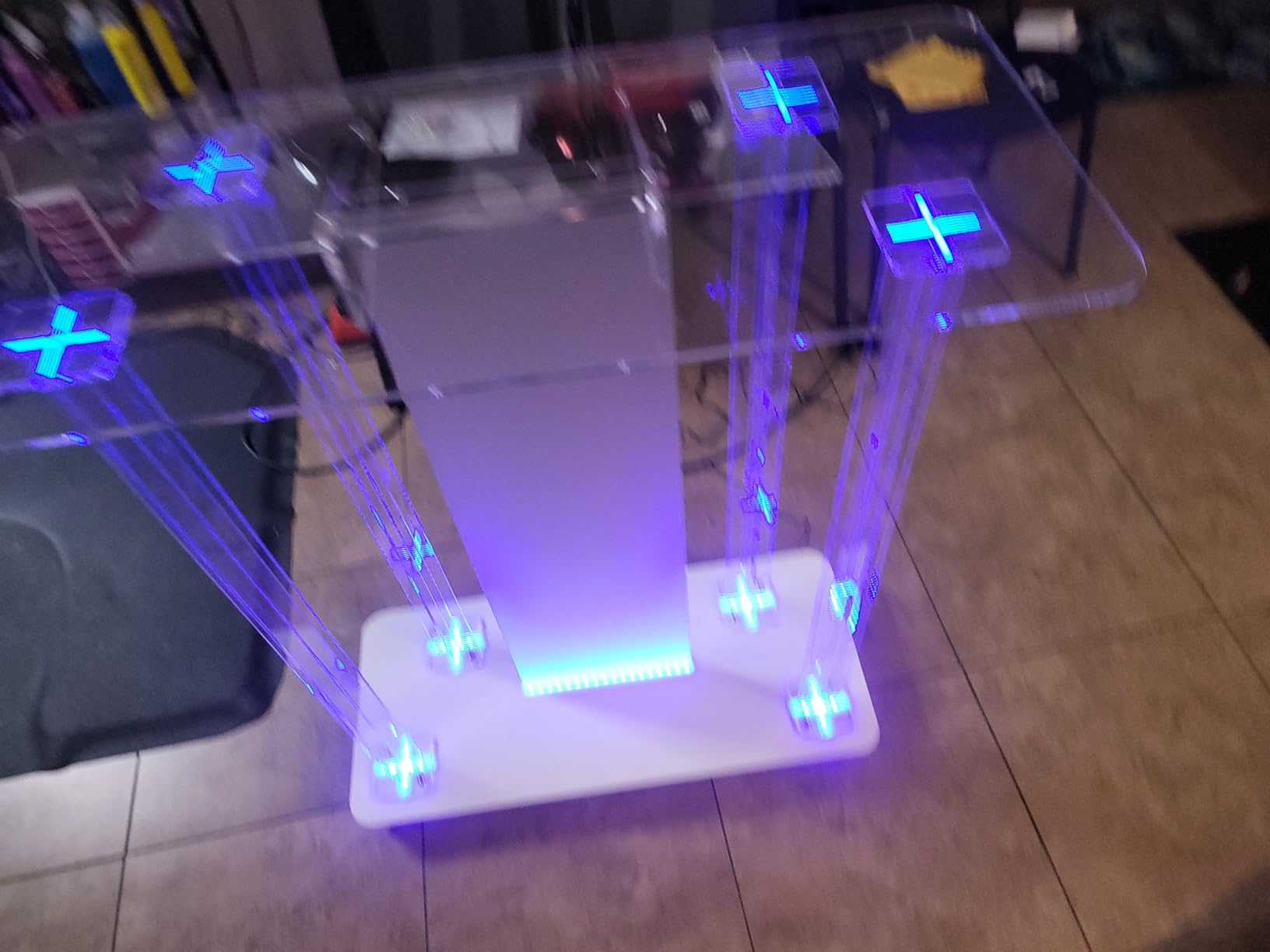 Church Pulpit, LED Acrylic Church Podium with Wheels & Vertical Reading Platform, 46in Transparent Lecterns for Churches Entrance, Classroom customer photo 1