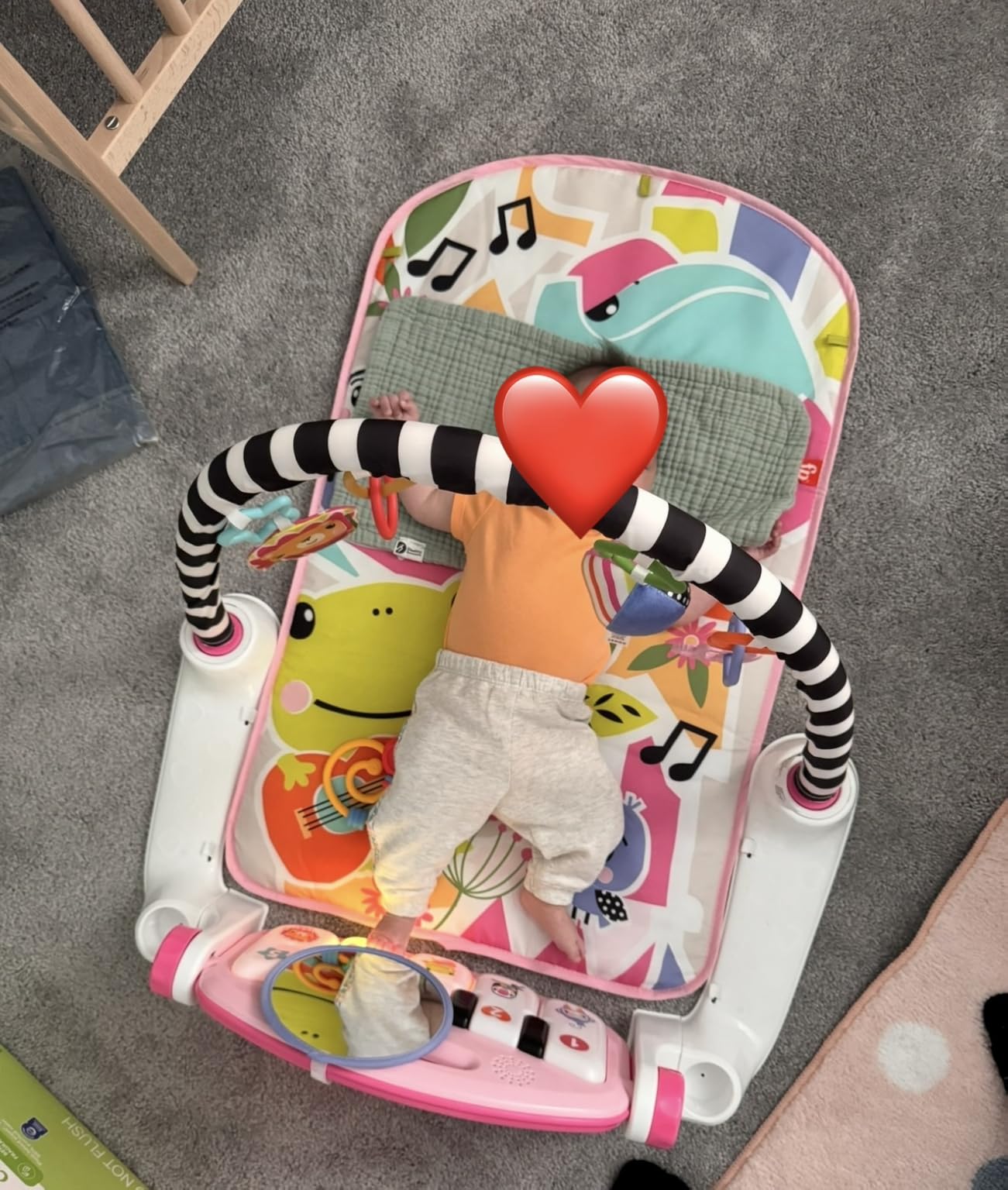 Fisher-Price Baby Playmat Glow and Grow Kick & Play Piano Gym, Blue Musical Learning Toy with Developmental Activities for Newborns 0+ Months customer photo 2