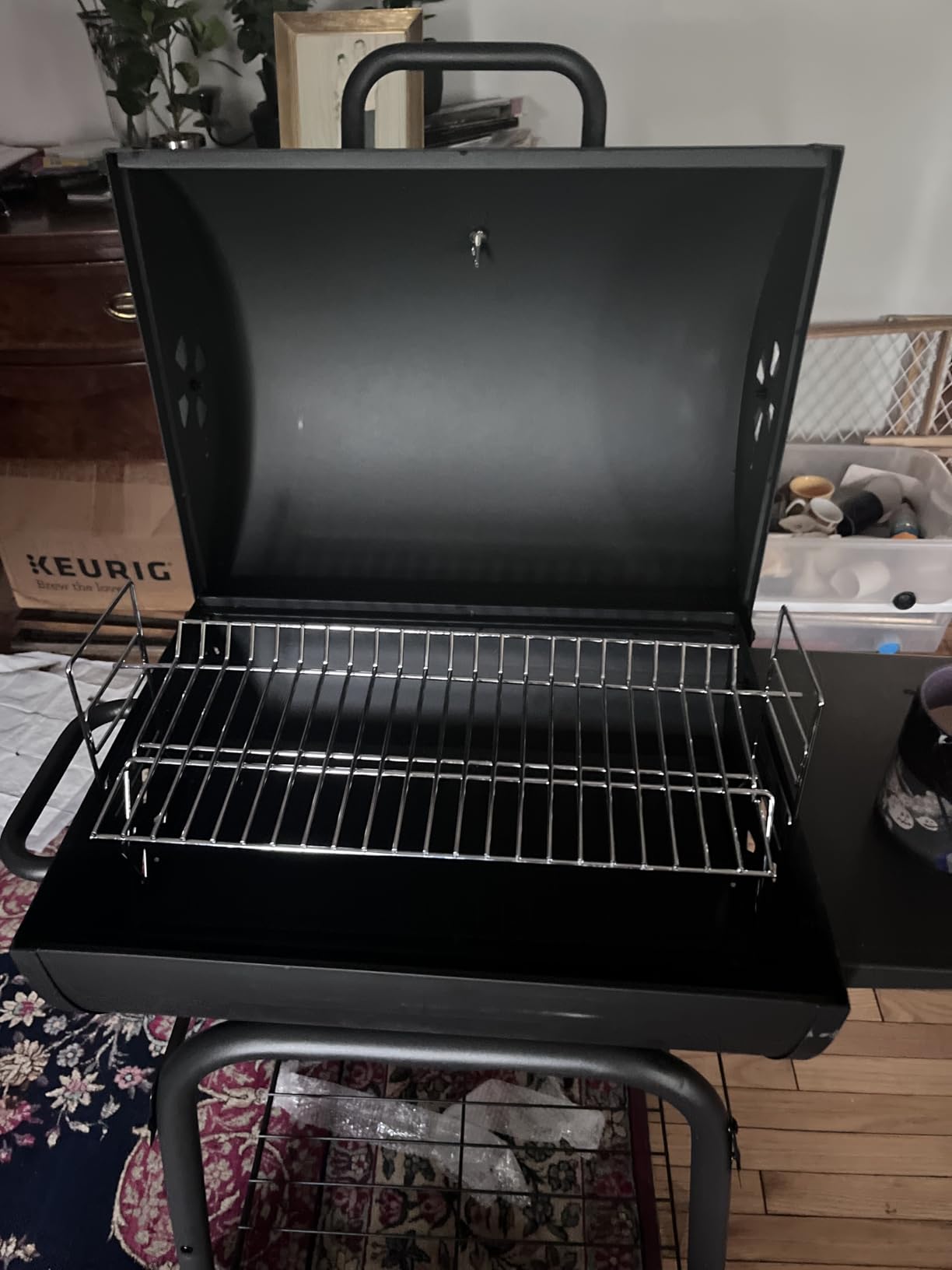 Charcoal Grill with Side Table, Barrel BBQ Grill 500 Sq In Cooking Area | Charcoal Outdoor BBQ Grill, for backyard, camping and picnic outdoor barbecue cooking by DNKMOR customer photo 1