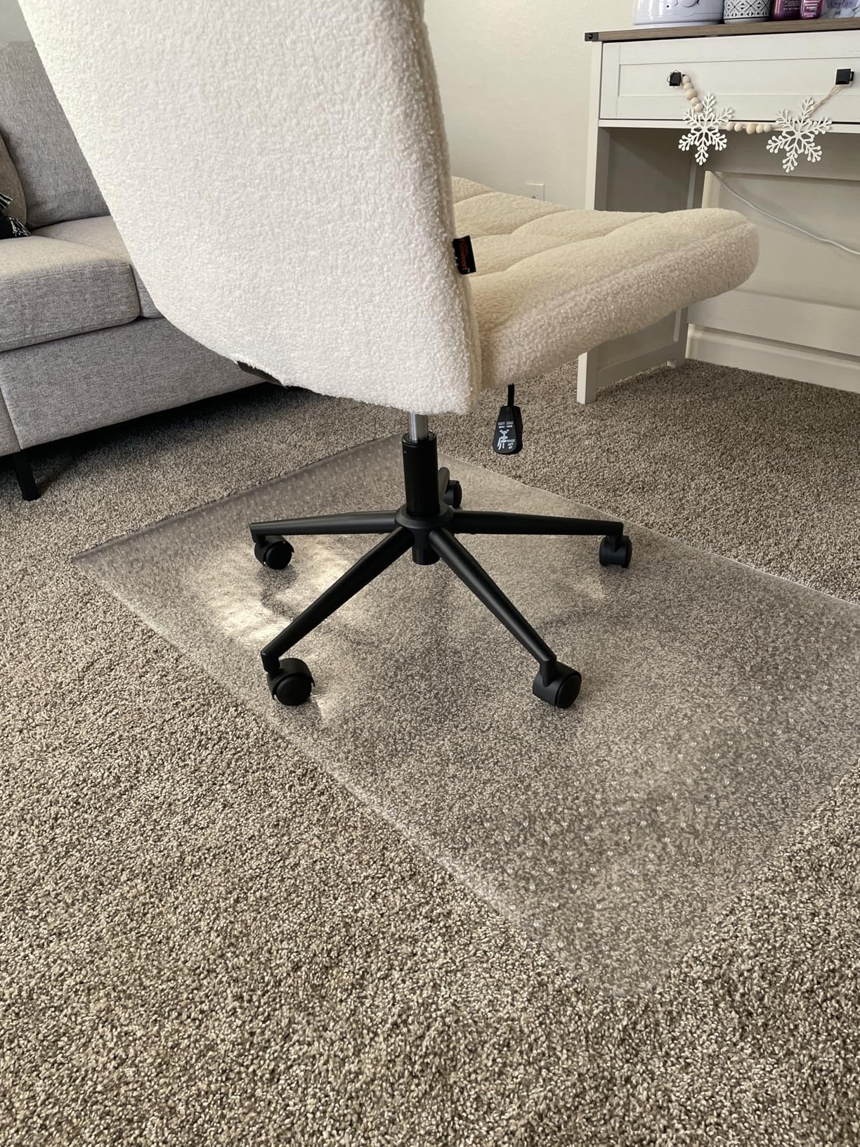 Office Chair Mat for Carpets, Clear Computer Desk Chair Mat for Low Carpeted Floors, Thick and Sturdy Carpet Protector, Easy Glide and Flat Without Curling (30