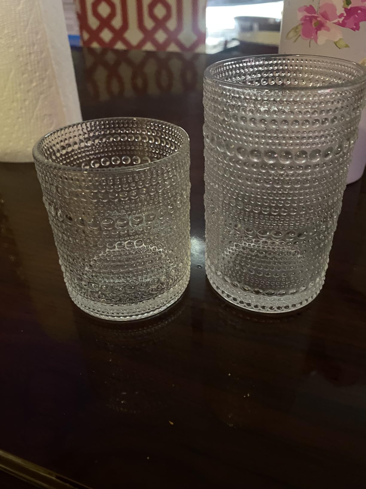 Hlukana Vintage Hobnail Drinking Glasses Set of 8, 12 oz Highball Glasses & 10 oz Cocktail Glasses Set, Kitchen Water Glasses Cup, Bar Tumbler Glassware Set for Beer, Juice, Cocktail, Whiskey, Milk customer photo 2