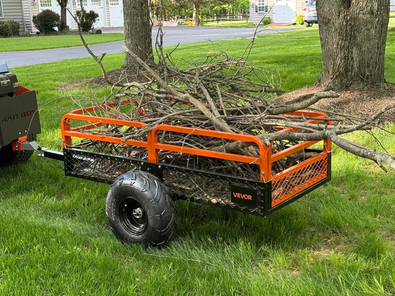 VEVOR Heavy Duty ATV Trailer Steel Dump Cart, 750 lbs 15 Cubic Feet, Garden Utility Trailer Yard Trailers with Removable Sides for Riding Lawn Mower Tractor customer photo 2