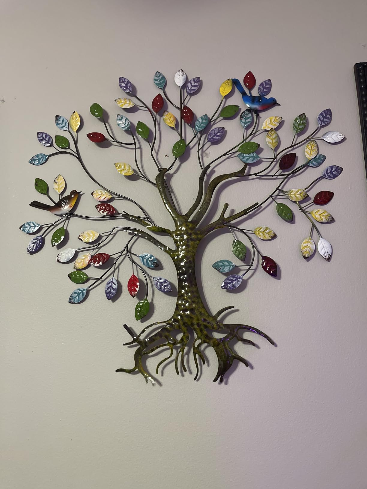 VEWOSTAR Metal Tree of Life Wall Art for Living Room Home Decor | Colorful Leaves Wall Sculpture Tree of Life Handcrafted Wall Decor Hangings for Outdoor Indoor(25.5