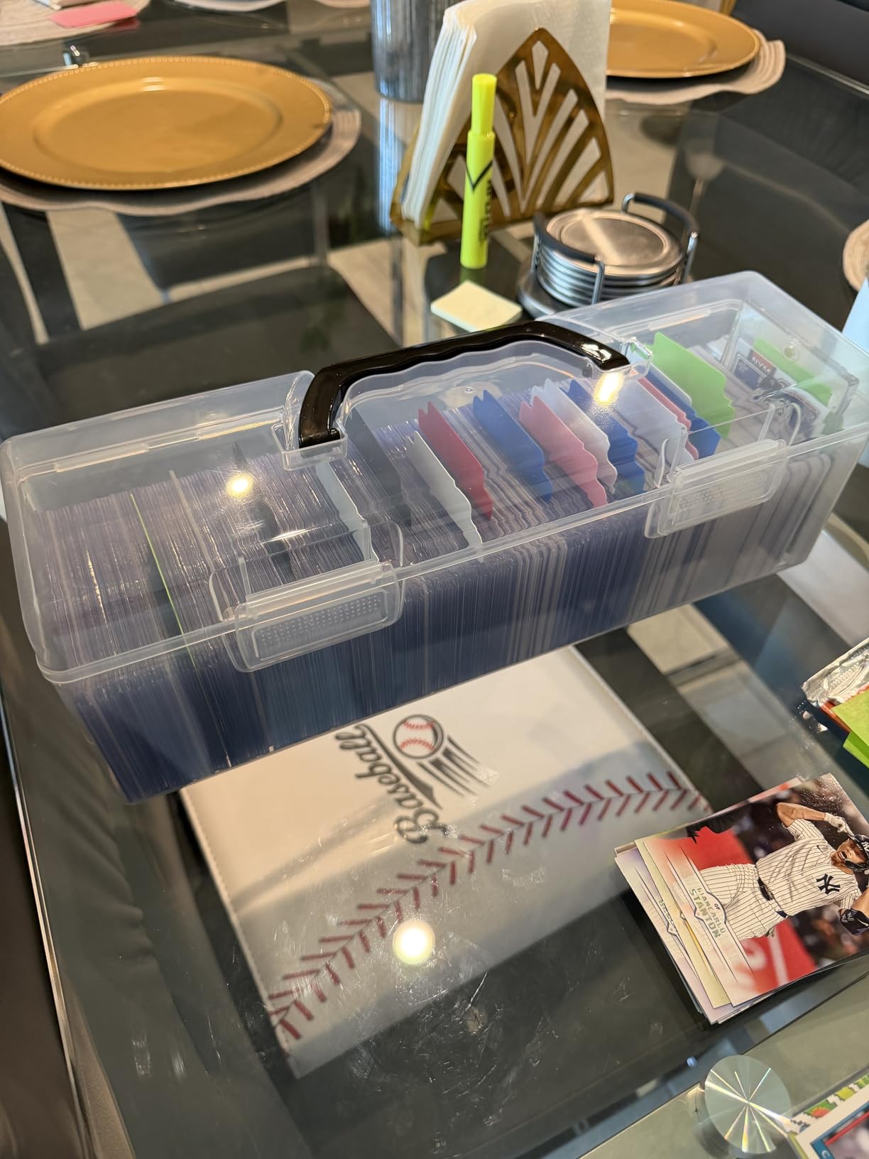 SUNEZLGO Storage Box For Toploader, Trading Card Storage Box Plastic, Playing Card Case, Large For Toploaders 200 Cards 750, Fit For Toploader and Standard Card customer photo 1