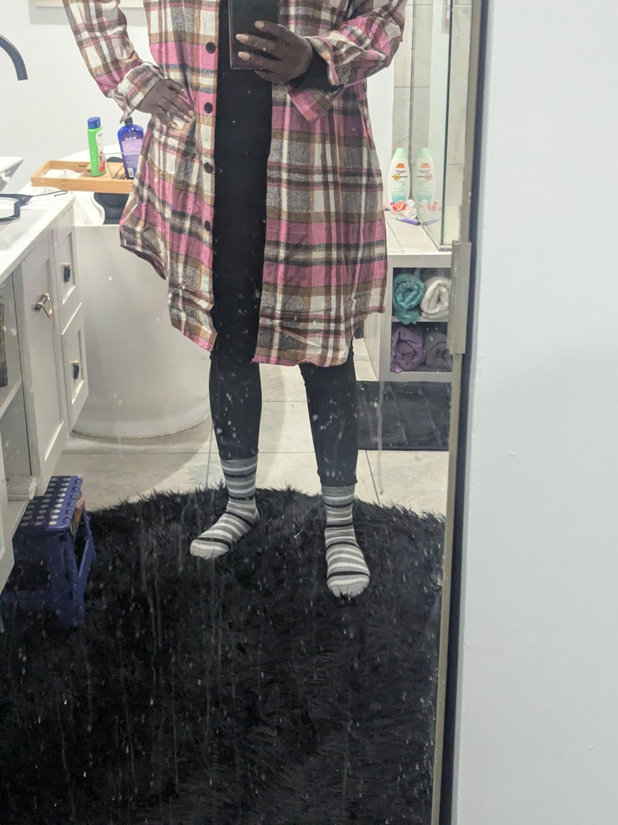 ZAAYO Women's Plus Size Plaid Flannel Shacket Long Shirts Jacket Tartan Boyfriend Oversized Coat Fall Clothes Fashion Outfits customer photo 1
