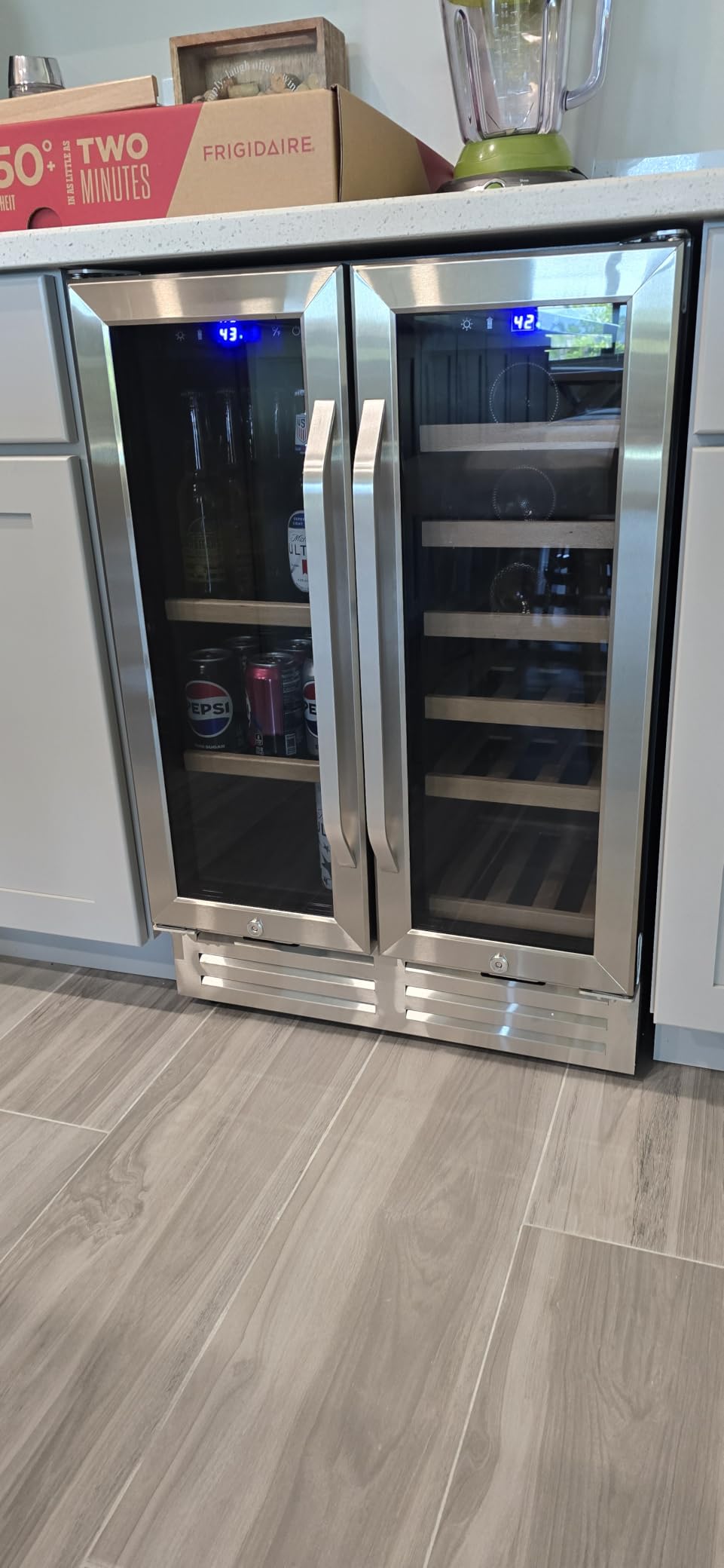 Velivi 24'' Wine and Beverage Refrigerator UnderCounter Fridge Dual Zone | Black Built-In or Freestanding Fridge with Glass Door & Lock, 18 Bottles and 68 Cans Large Capacity for Beer Soda Drink customer photo 2