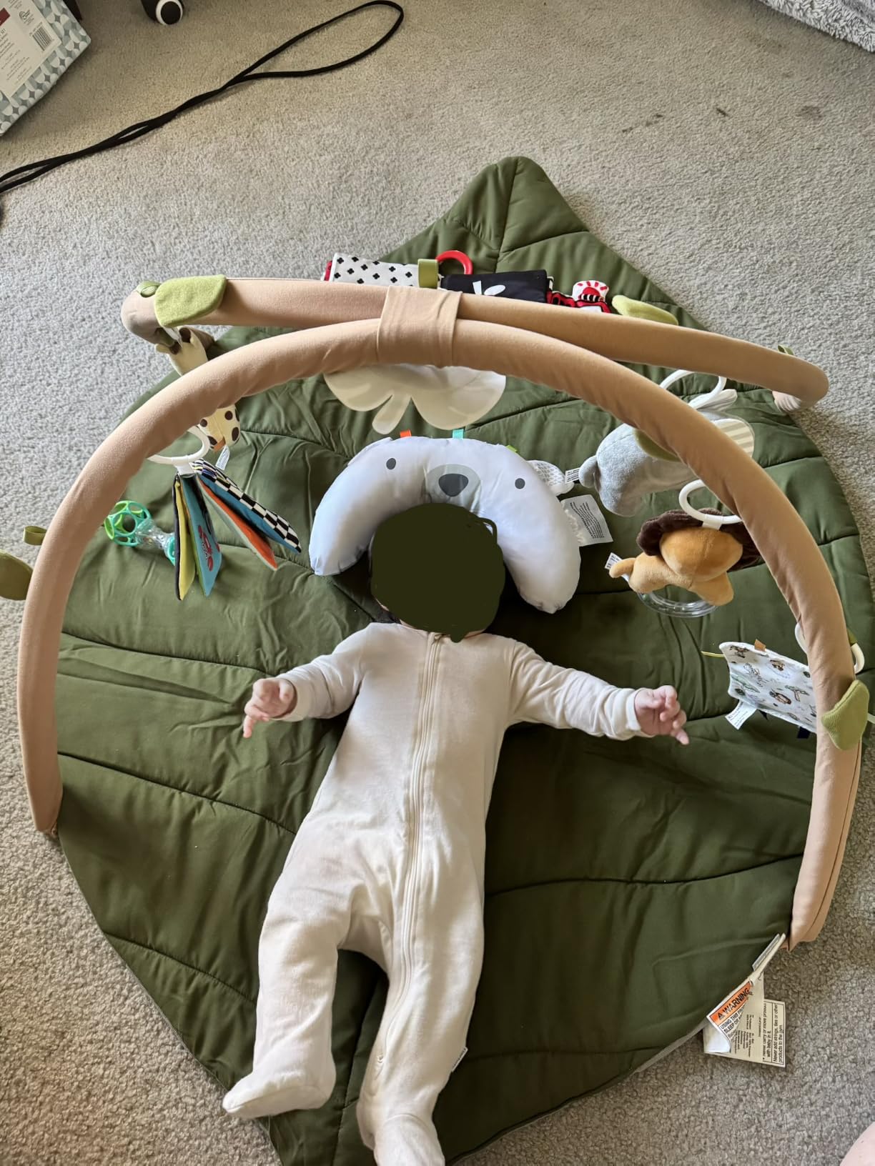 Blissful Diary Baby Play Gym & Activity Mat, Oversize Leaf Shaped Baby Play Mat w 6 Detachable Toys, Tummy Time Mat Promote Motor Skills & Sensory Development Mat, Newborn Infant Baby Essentials Gift customer photo 1