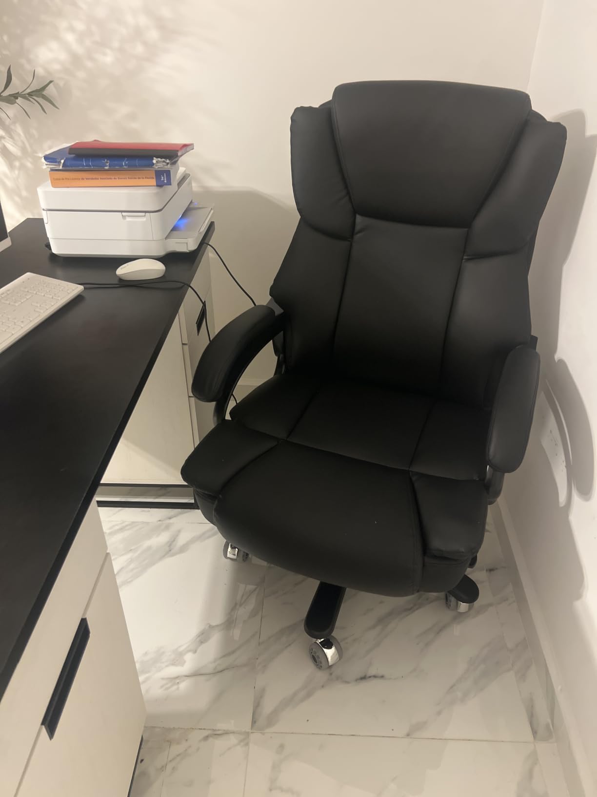 Big and Tall Office Chair, Heavy Duty Office Chair for Heavy People | High Back Executive Desk Chair with Adjustable Lumbar Support, Rubber Wheel, Pocket Spring Cushion customer photo 1