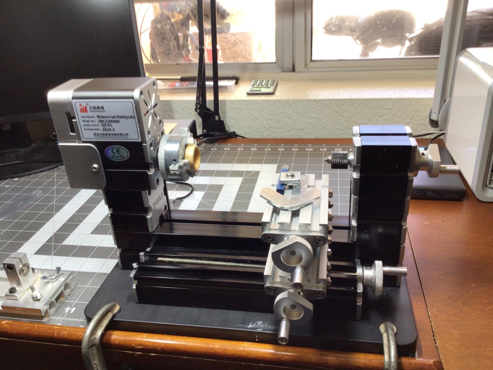 Mini Metal Lathe 60W 12,000 RPM, 4-Axis All-Machine Tool for Soft Metal Wood Acrylic Plastic, Precision Micro Lathe with Safety Guard Quick Indexer 0.02mm Scale (Gold Silver Aluminum Copper) customer photo 2