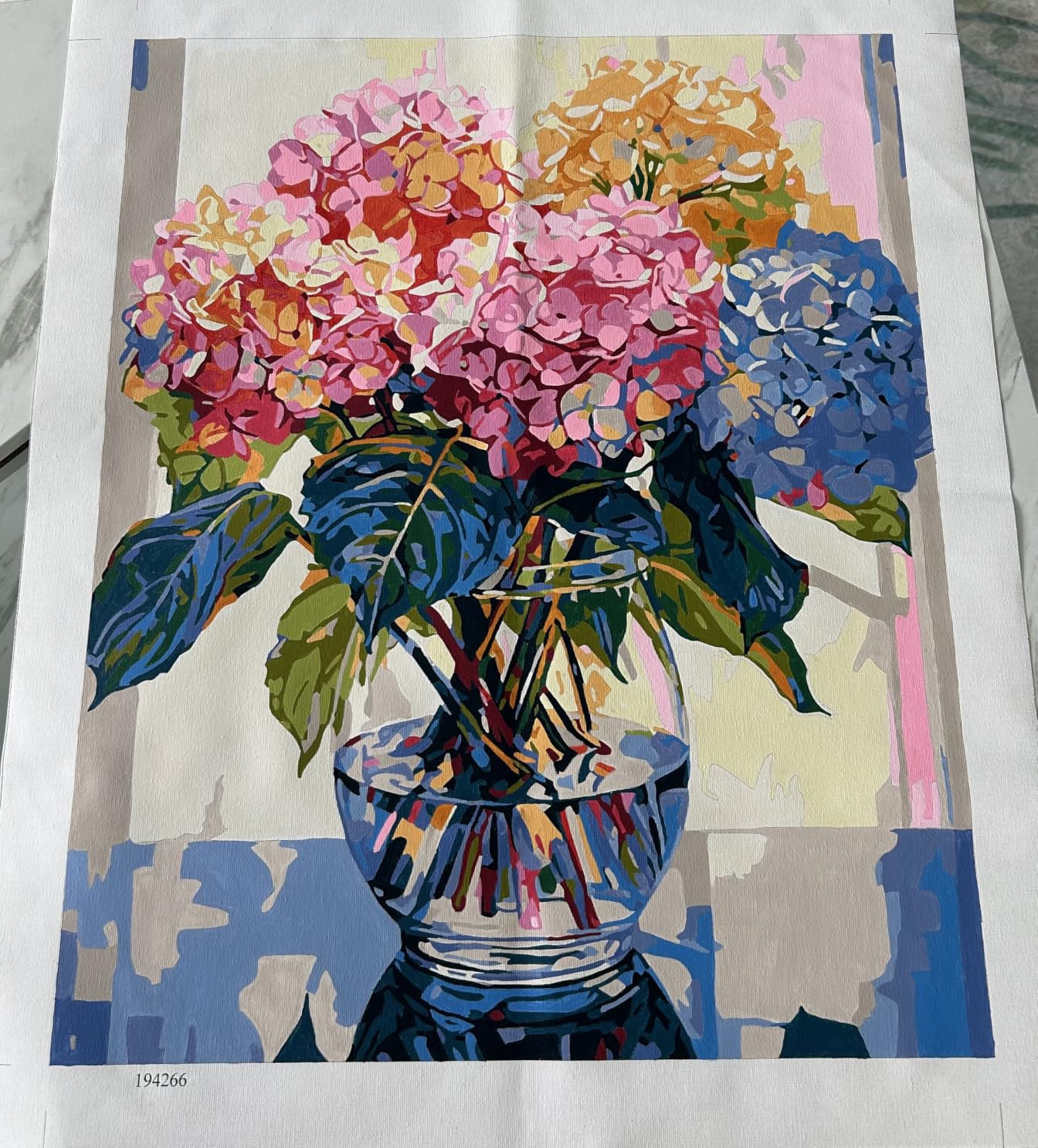 Tucocoo Hydrangea in Glass Vase Window Landscape Paint by Numbers for Adults Beautiful Flower DIY Paint by Numbers Acrylic Paint Canvas Colorful Flowers Painting Kits Art 16x20 Inch (Without Frame) customer photo 1