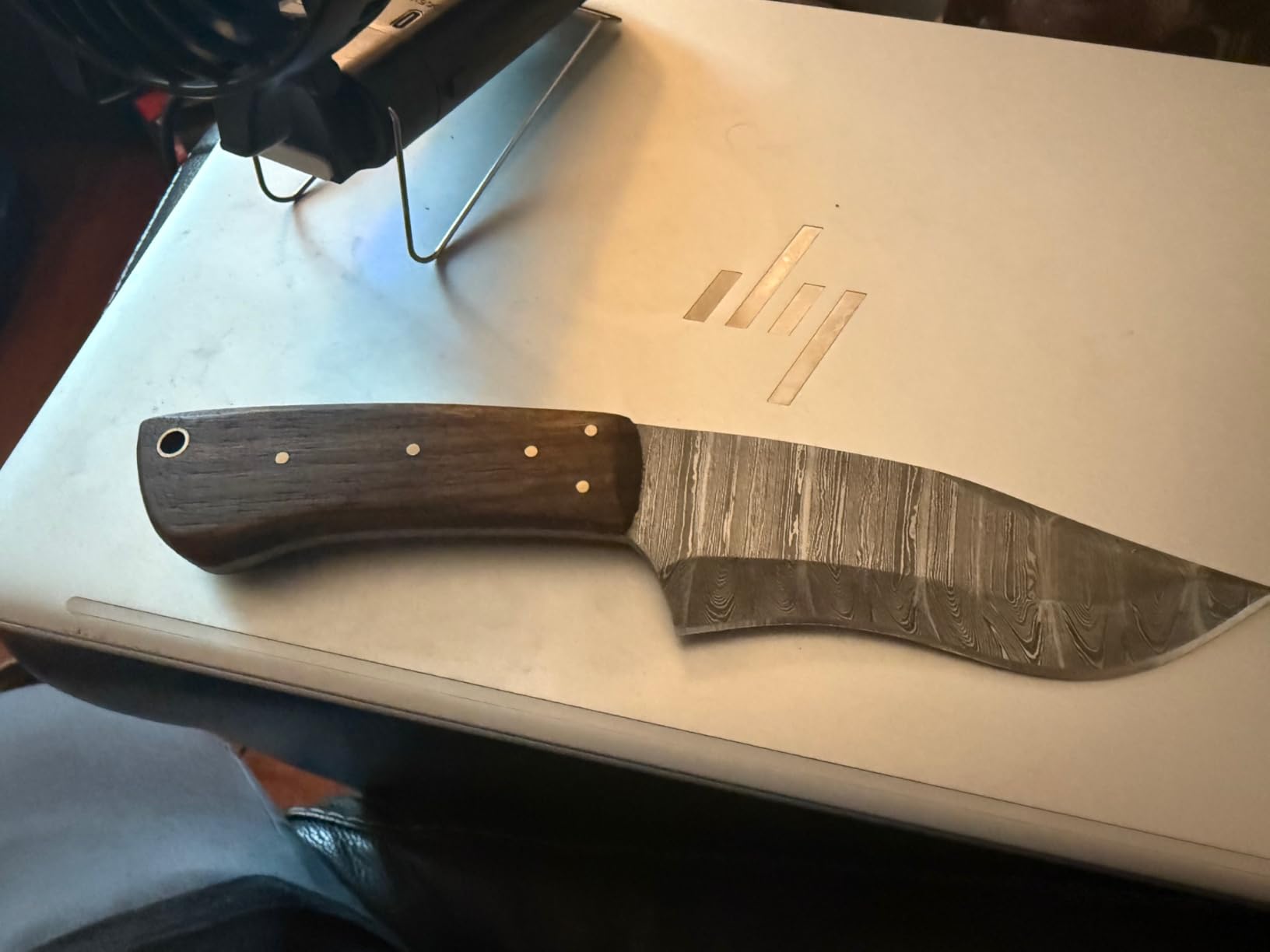 Damascus Knife Making Kit DIY Handmade Knife Kit Includes Knife Blank Knife Steel Blade, Pins, Knife with Sheath, Handle Scales for Knife Making Supplies, Knife Steel (DAMASCUS KIT) customer photo 1