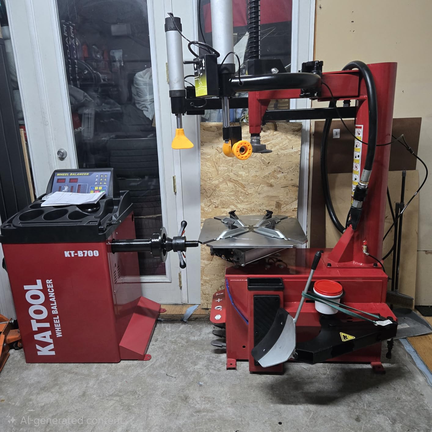 KATOOL 2.0HP Tire Changer Bead Blaster Wheel Balancer Machine Combo KT-T830+KT-B700 Tire Changer Machine Tire Machine, Outside clamp 12-24