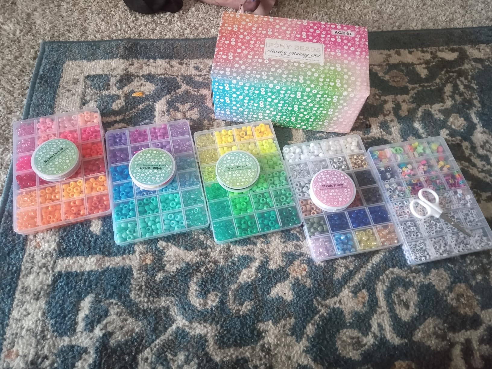 5 Boxes Bracelet Making Kit Pony Beads, 96 Colors 3500Pcs Kandi Beads for Bracelets with 800Pcs Letter Bead Friendship Bracelet Rave Accessories Craft Kits for Kids Adults Keychain Jewelry Making customer photo 1