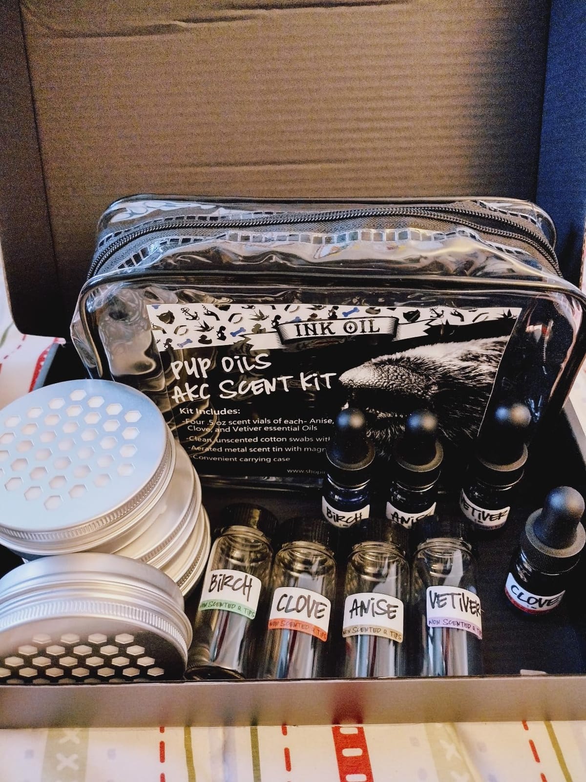 Ink Oil - Pup Scent Work Starter Kit | Dog Scent Training Kit | Complete Nose Scentwork - Anise, Birch, Clove & Vetiver Flavour | Portable Small Aid Kit for Pet Home Trainer - Pure Essential Oils Sets customer photo 1