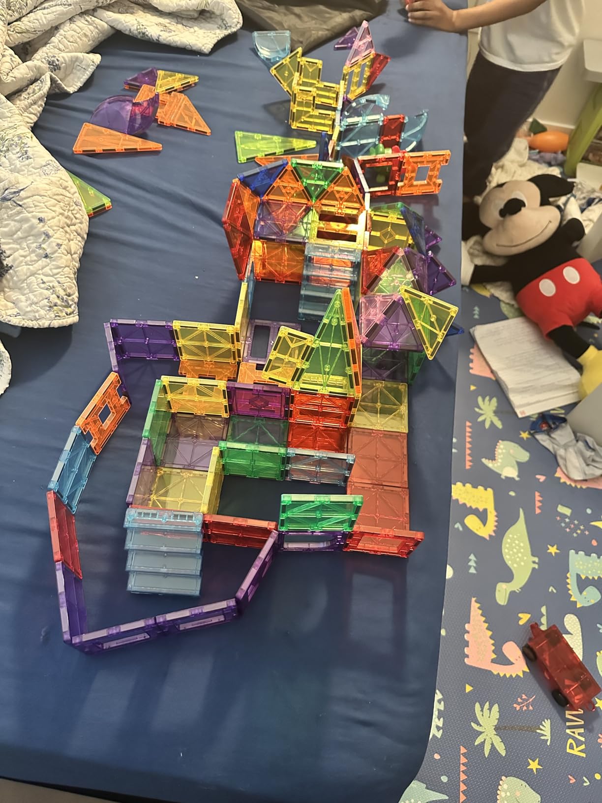 Magnetic Tiles, 130PCS Magnetic Blocks with 2 Cars, Magnet Tiles 3D Clear Building Blocks Set, STEM Sensory Educational Toys Gift for Toddlers Kids Boys 3 4 5 6 7 8 9+ Year Old customer photo 2