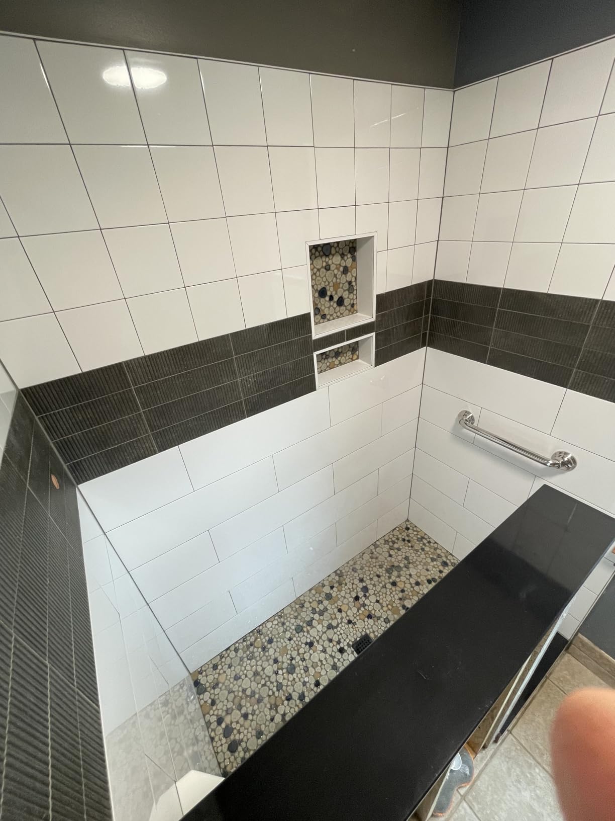 Pebble Stone Mosaic Tiles 5 Sheets, Beige Tan Brown Ceramic Mosaic Sheets Mesh Mounted 12x12, Glazed Porcelain Tile for Shower Floor Kitchen Bathroom Accent Wall Backsplash customer photo 2