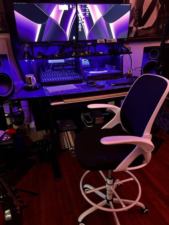 Kensaker Drafting Chair Tall Office Chair, Ergonomic Standing Desk Chair with Adjustable Foot Ring and Flip-up Armrests, Mesh Computer Chair for Art Studio, 300 LBS, Black customer photo 1