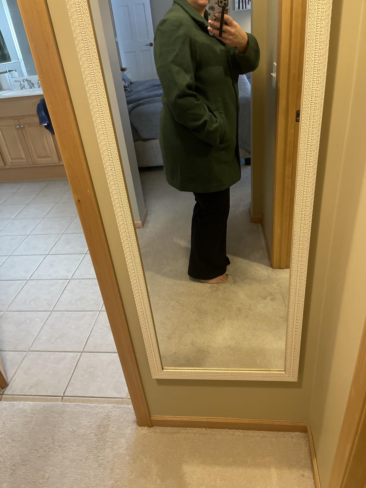CHARTOU Women's Casual Thicken Wool Blend Stand Collar Single Breasted Pea Coat customer photo 2