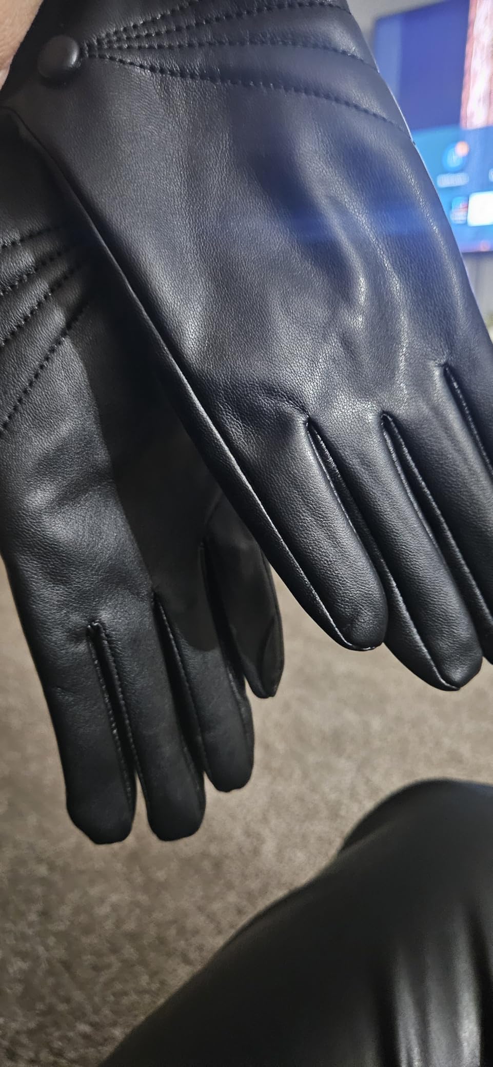 Winter Leather Gloves for Women, Warm Touchscreen Driving Texting Cashmere Lined Gloves customer photo 1