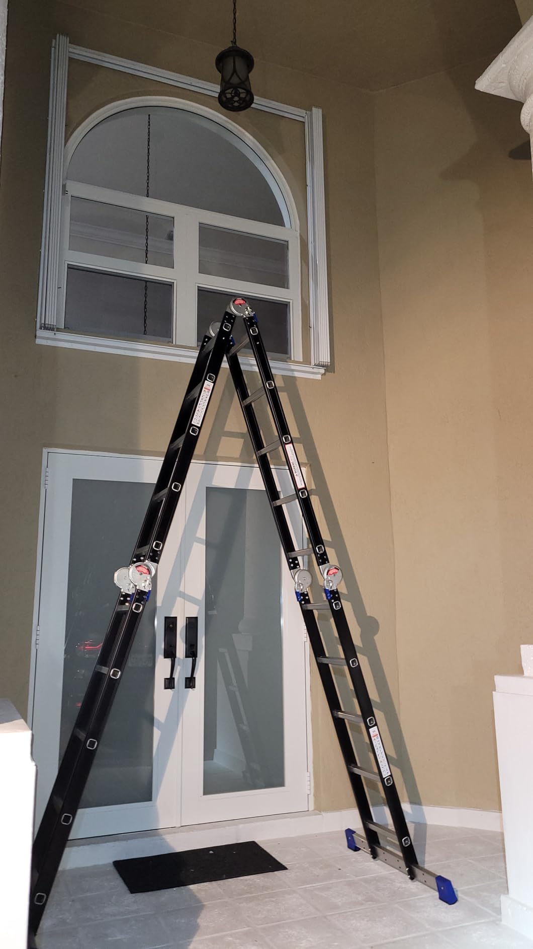 Step Ladder, Bryner 12Ft Multi-Purpose Aluminium Folding Extension Ladders, 7 in 1 Folding Adjustable Telescoping Step Ladder 330lbs customer photo 2