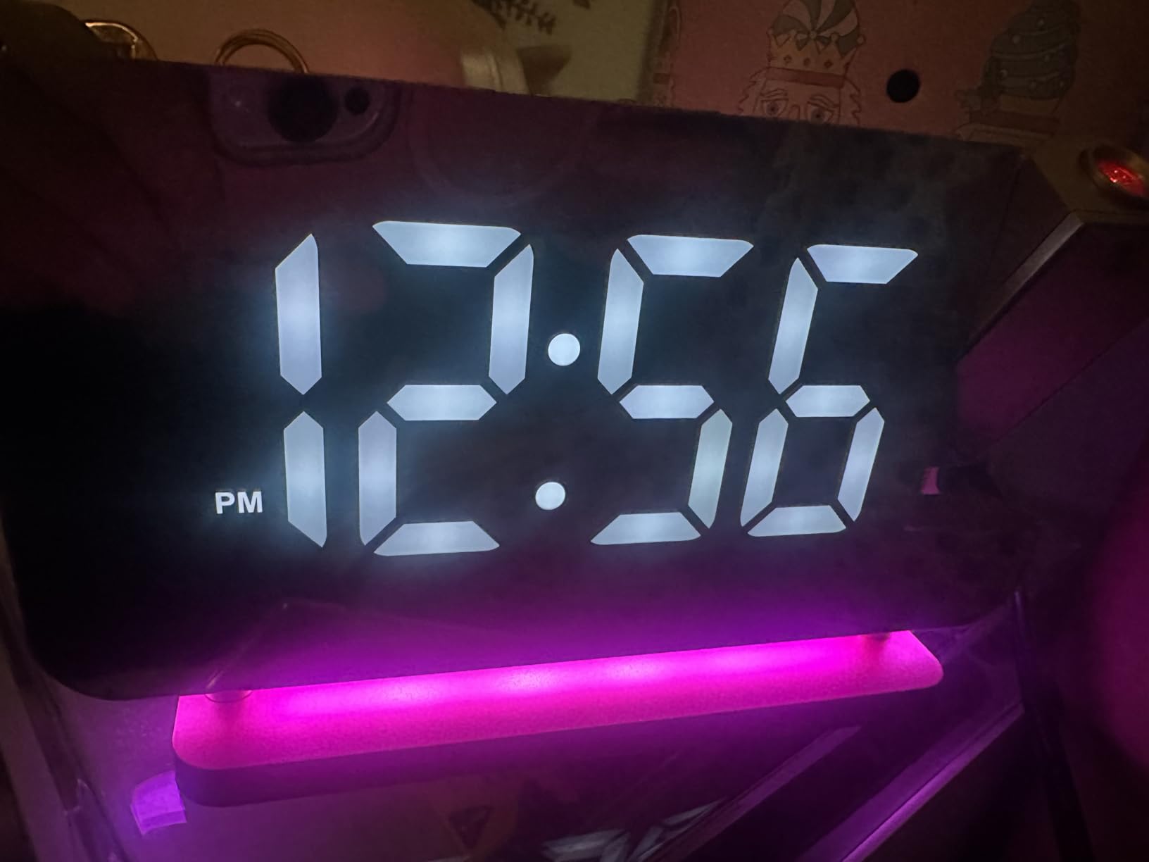 Projection Alarm Clock, 7.4 in LED Mirror Digital Clocks Projection on Ceiling Wall, with RGB Night Light, USB C Charging Port, Auto Dimming, Modern Desk Clock for Bedroom Decor - Rose Gold customer photo 1