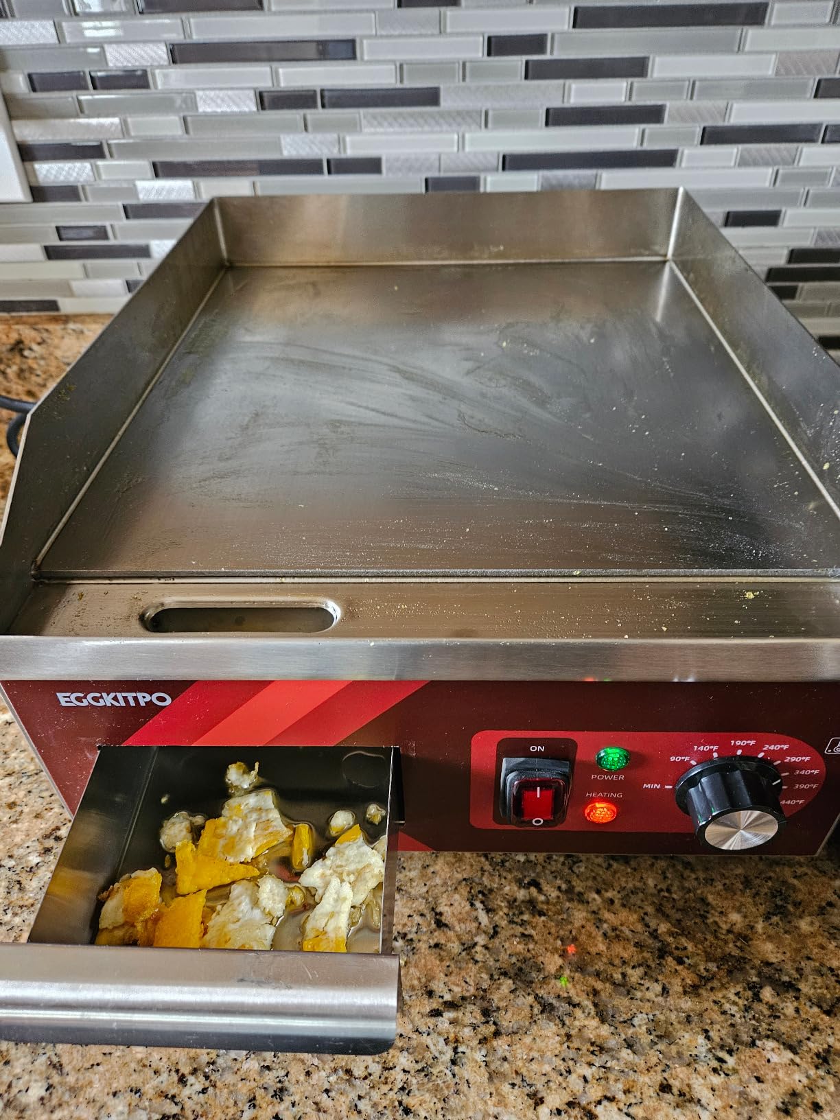 EGGKITPO 240V Commercial Electric Griddle 29 Inch Large Countertop Griddle 3500W Non-Stick Flat Top Grill Stainless Steel Teppanyaki Griddle with Adjustable Temperature 90℉-575℉ for Restaurant Use customer photo 1