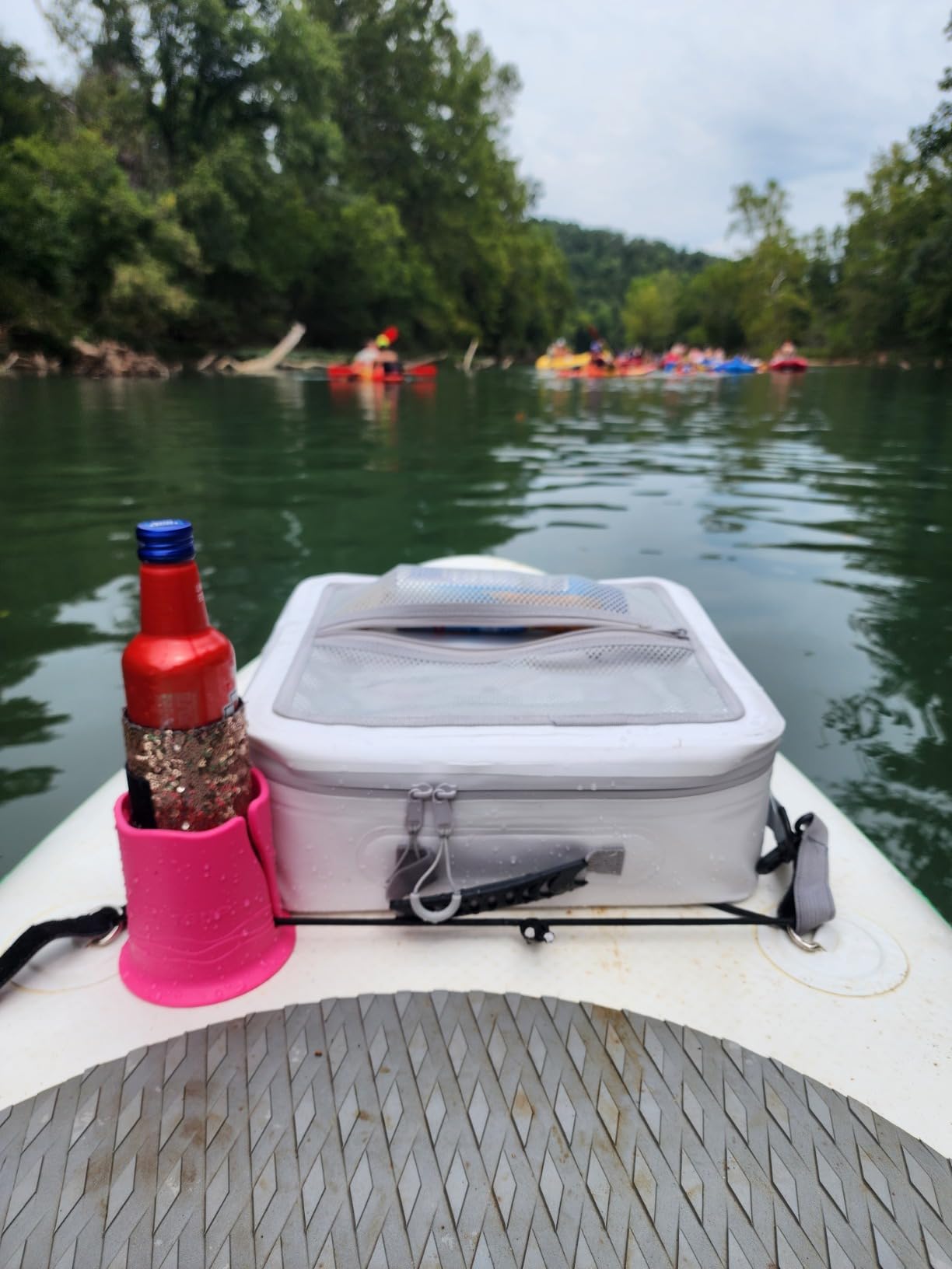 Floatsup Paddle Board Cup Holder - Neon Pink | Works with SUP & Kayak, Fits Cans and Bottles Up to 3 Wide, Secures Under Bungee Cords, No Suction Cup, SUP Accessories customer photo 2