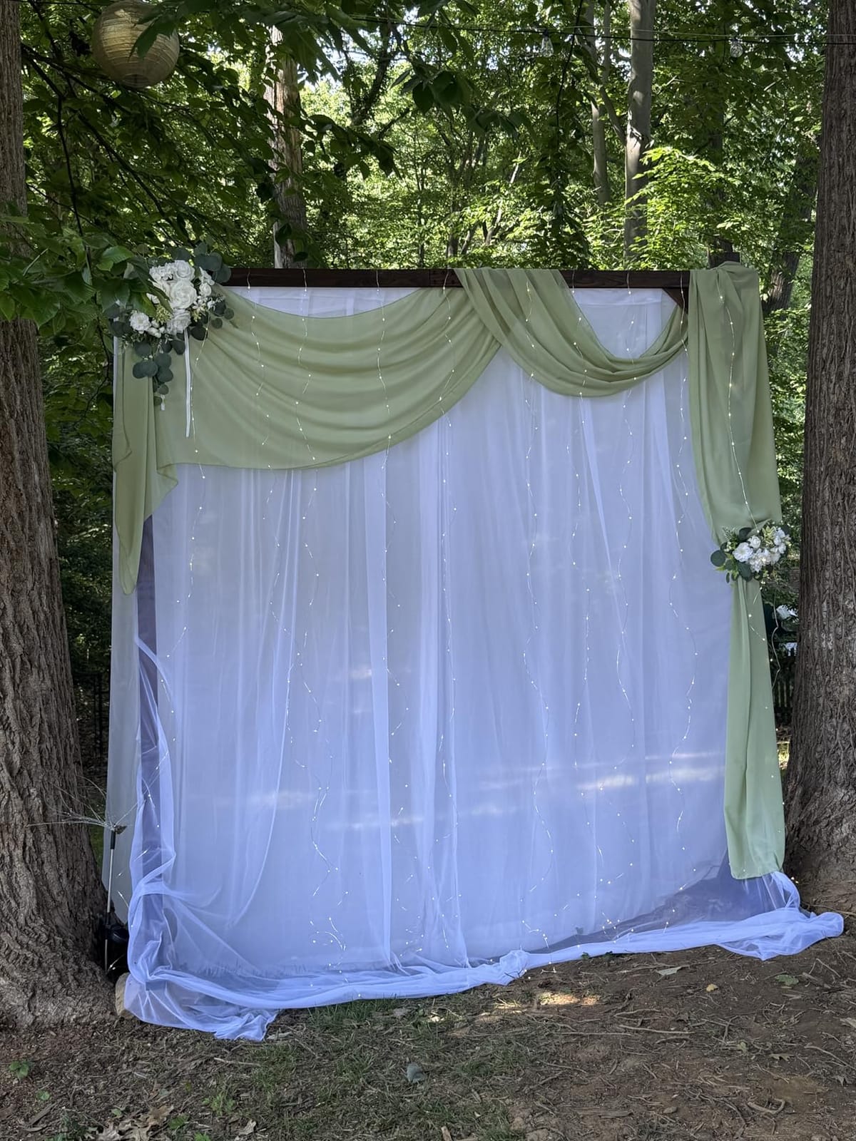 10x10ft Champagne Tulle Backdrop Curtain with Lights String for Parites, Sheer Backdrop Curtains for Wedding Baby Shower Birthday Party Photo Shoot Decorations customer photo 1